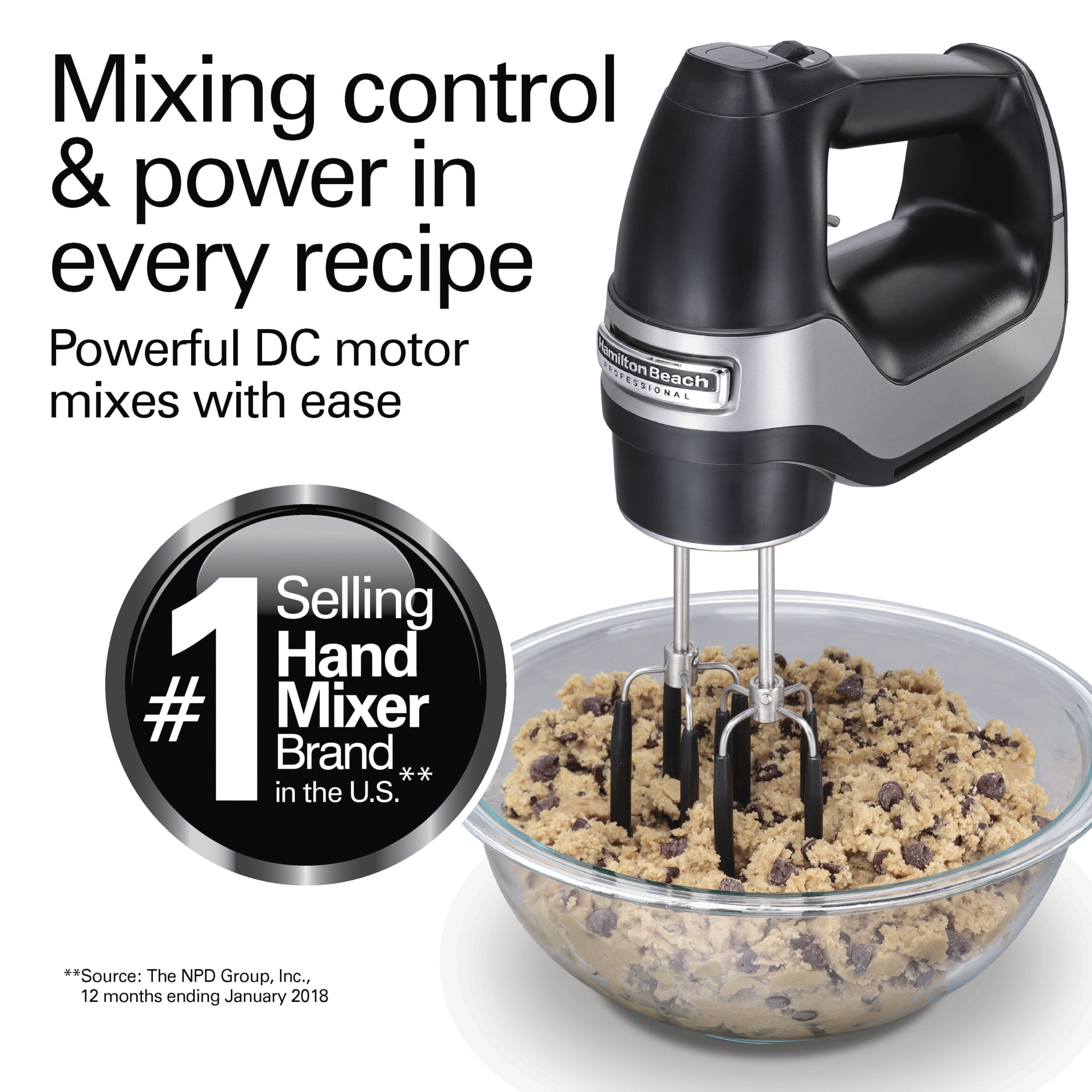 Hamilton Beach Professional 7-Speed Electric Hand Mixer, with SoftScrape Beaters, Whisk, Dough Hooks & Case, Black - Image 5