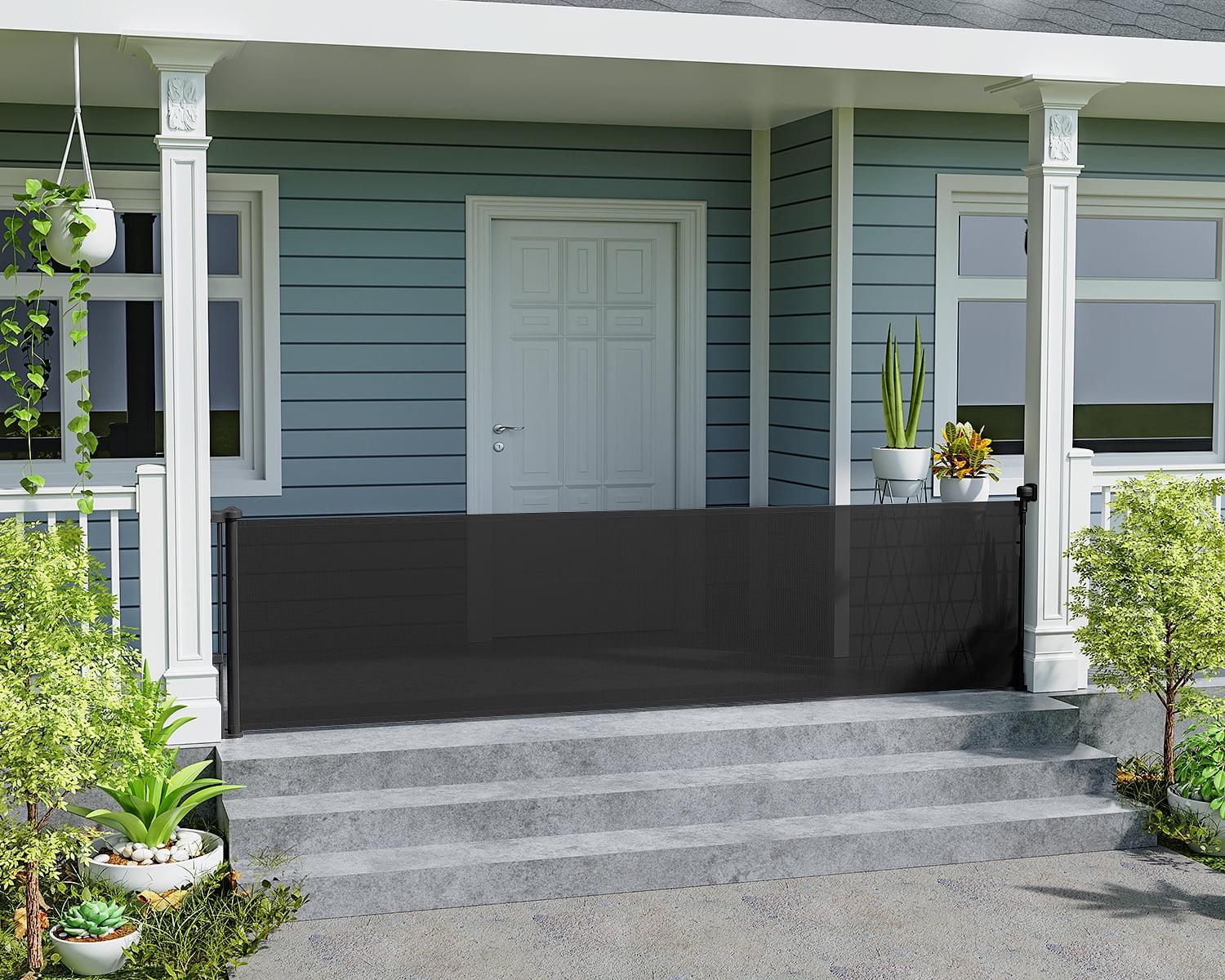 Babyomi Extra Wide Retractable Baby Gate, 118" Wide, Black - Image 3