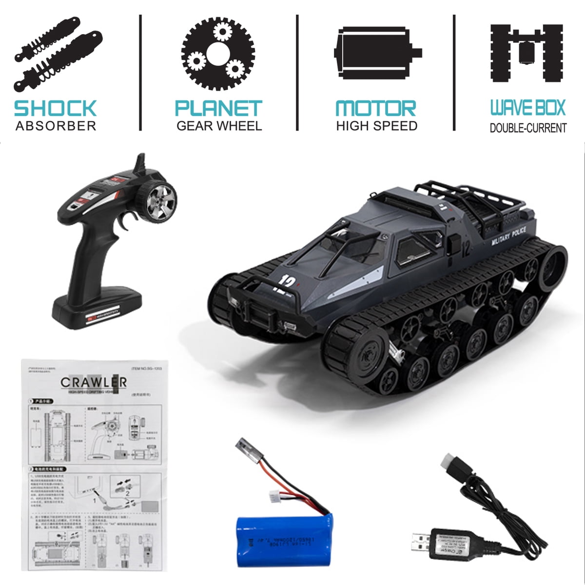 Fisca 1/12 Remote Control Military Tank Toys for Kids and Adult, High Speed RC Drift Racing Tank with Cool Lights - Image 5