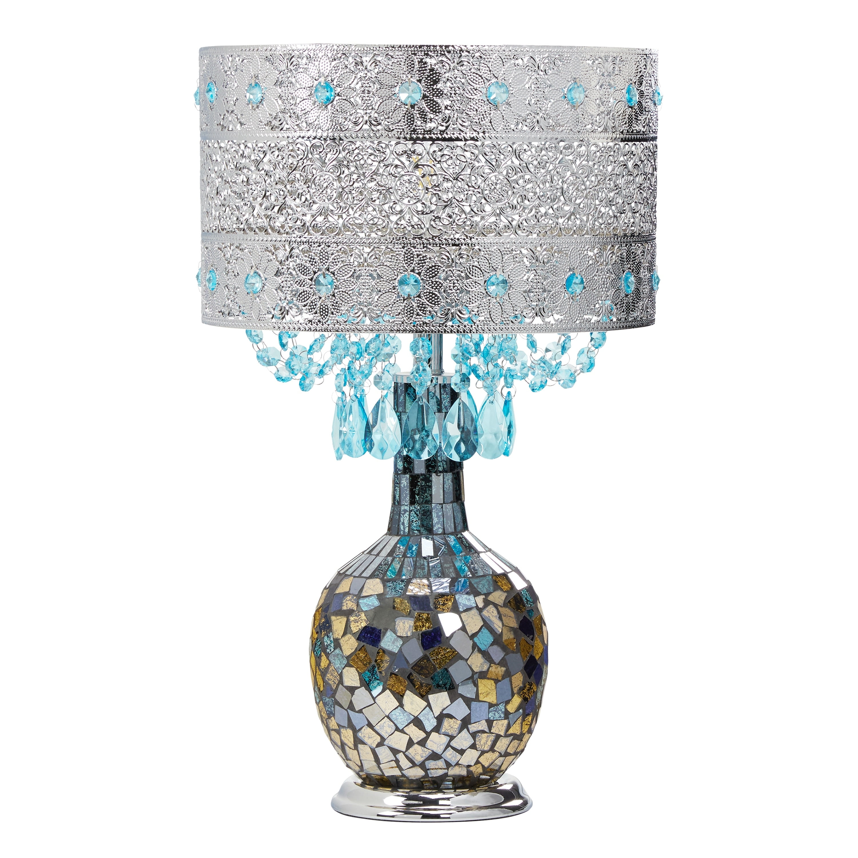 River of Goods Mattei Jeweled Metal Shade with Mosaic Base Table Lamp - Image 3