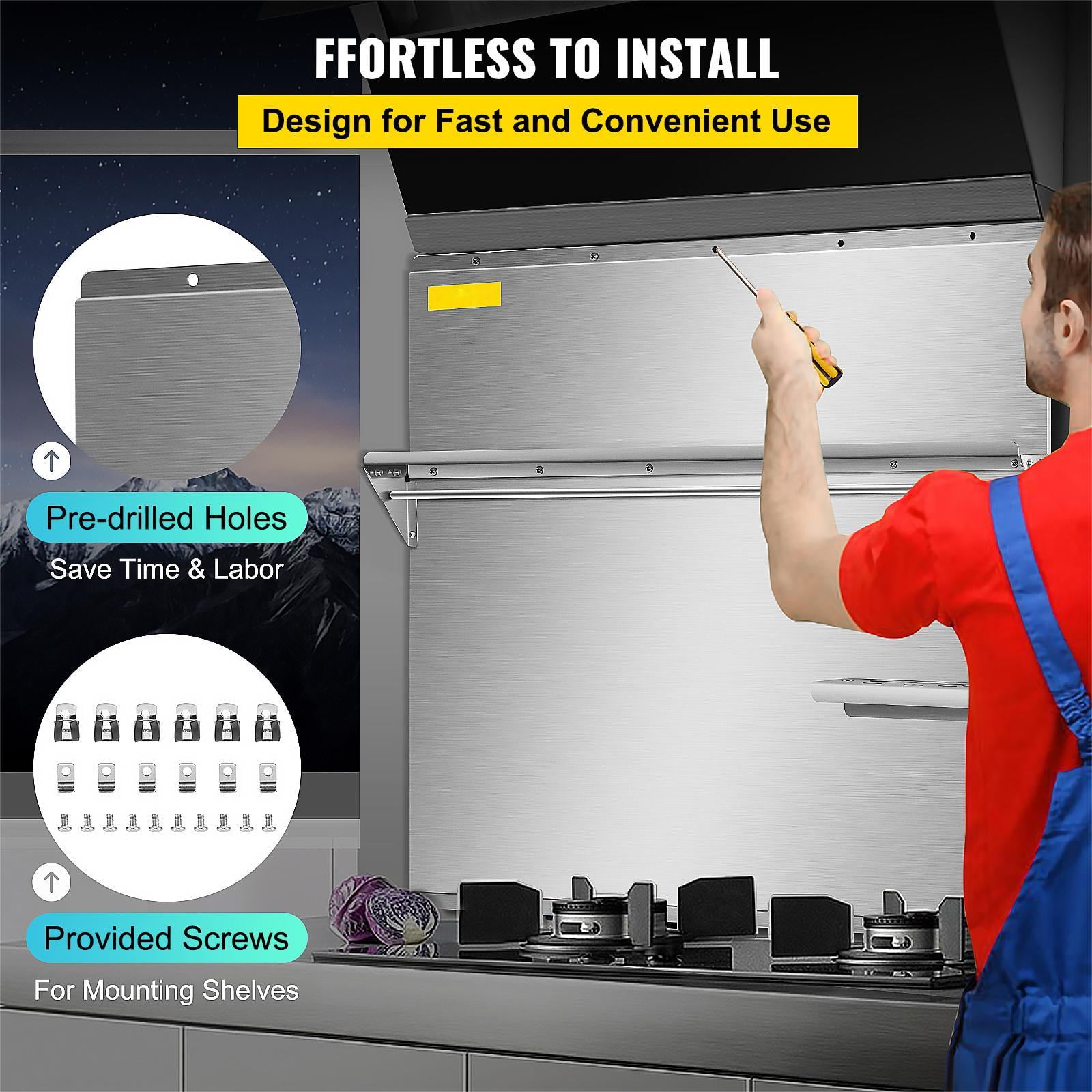 BENTISM Range Backsplash with Shelf, Stainless Steel Backsplash 36 x 29.5 inch - Image 7