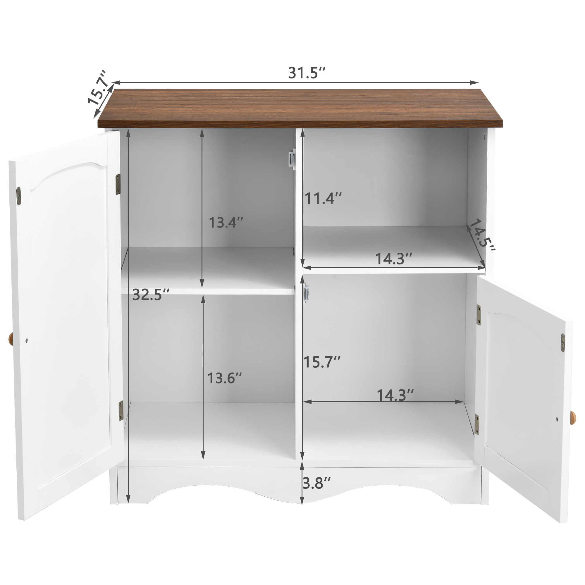 Dextrus Kitchen Storage Cabinet Sideboard Buffet Cupboard with 2 Doors and Open Shelf for Dining Room Kitchen - Image 3