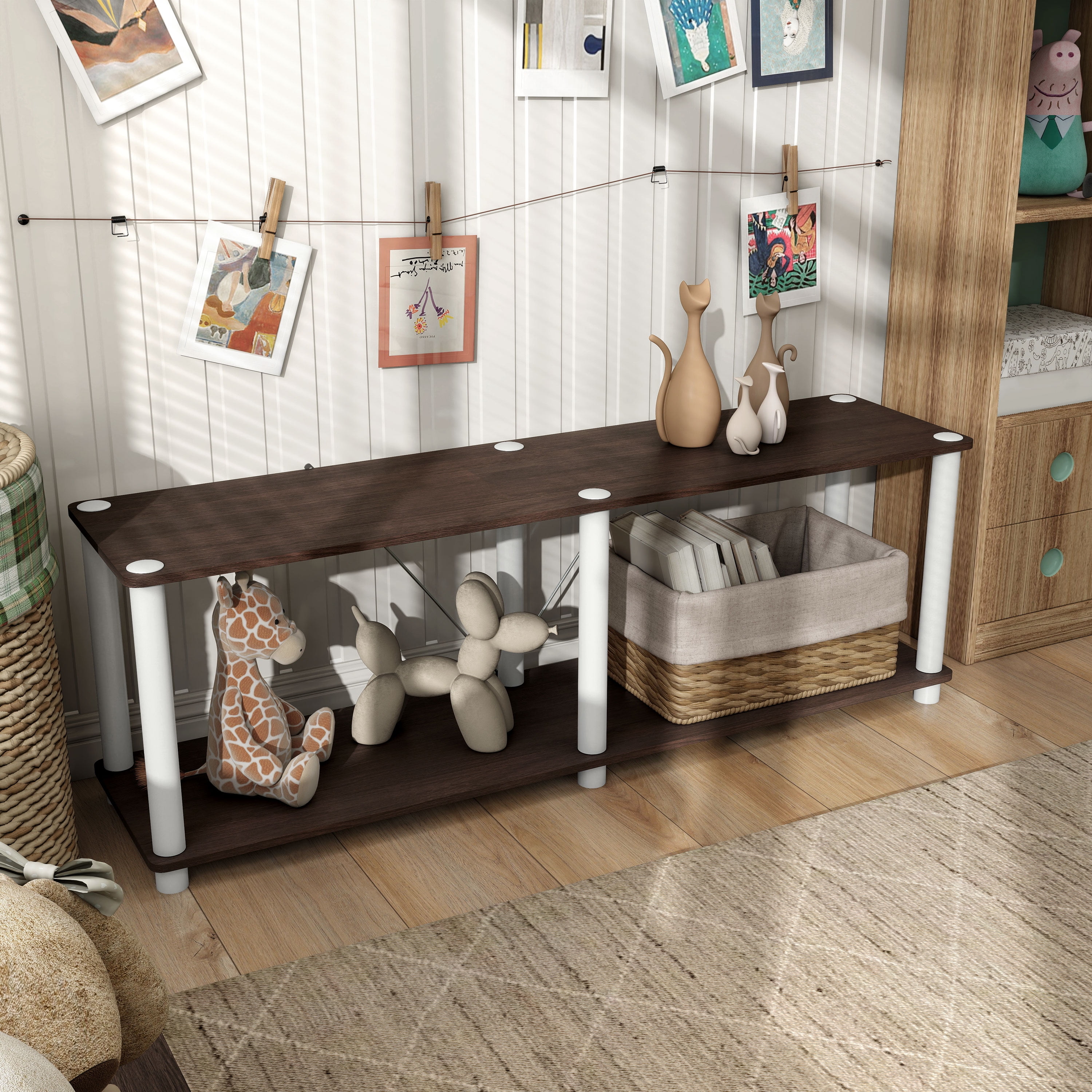 Furniture of America Brooks Adult Open Display Shelf Bookcase, 2-Tier 47-inch TV Stand, Espresso - Image 9