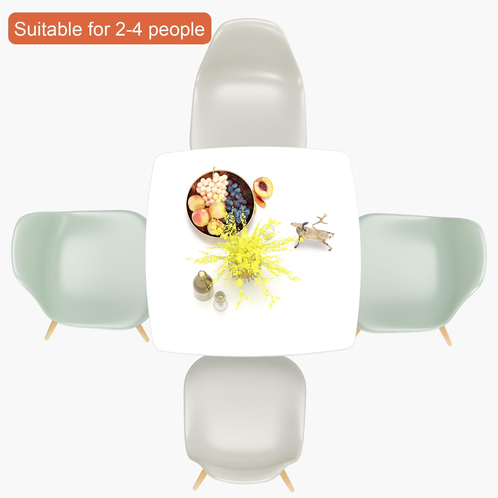 LTTROMAT White Square Dining Table, Mid-Century Modern Tulip Pedestal Dining Table, Kitchen and Living Room Table for Small Spaces - Image 4