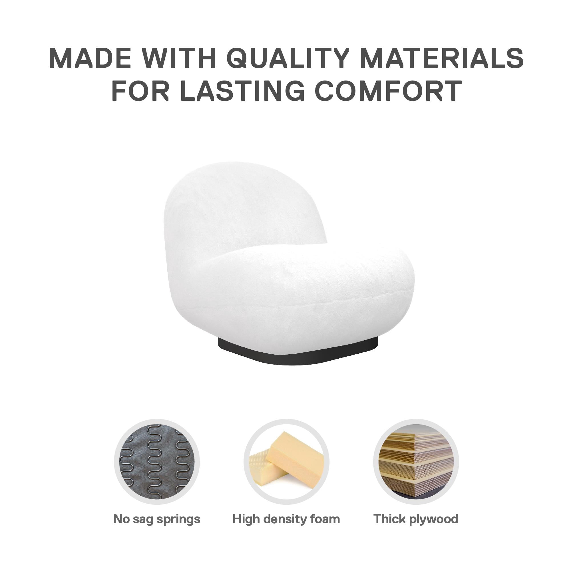 DHP Harley Swivel Accent Chair with Boucle Fabric and Black Base, White - Image 7