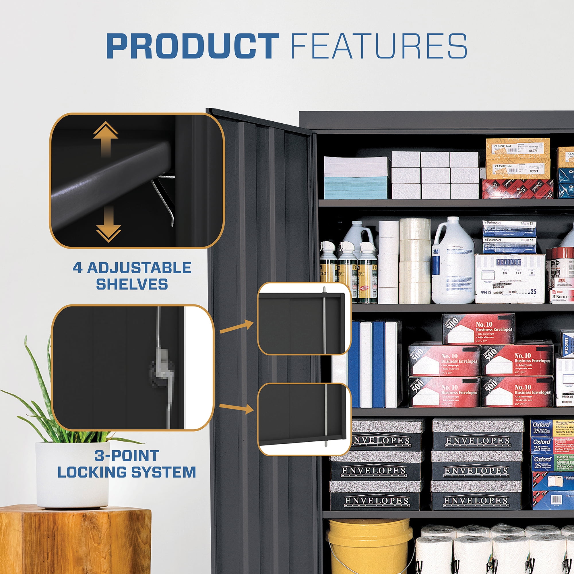 Sandusky Lee 46"W x 24"D x 72"H 5-Shelf Steel Storage Cabinet with Recessed Handle - Image 11