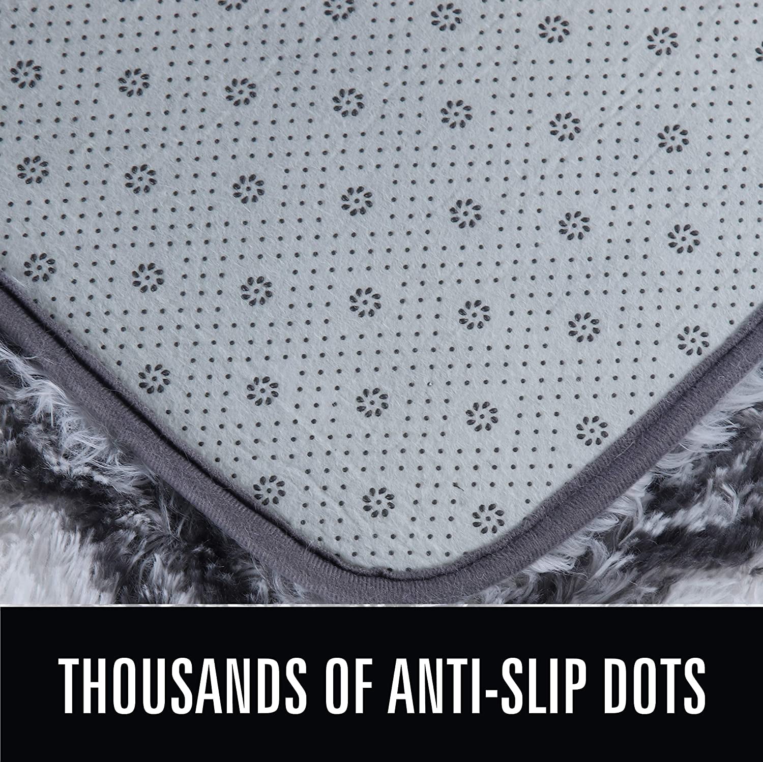 Junovo Shaggy Soft Rugs Bedroom Living Room Flully Carpet Home Decor Rug,5'x8',Dark Gray/White - Image 3