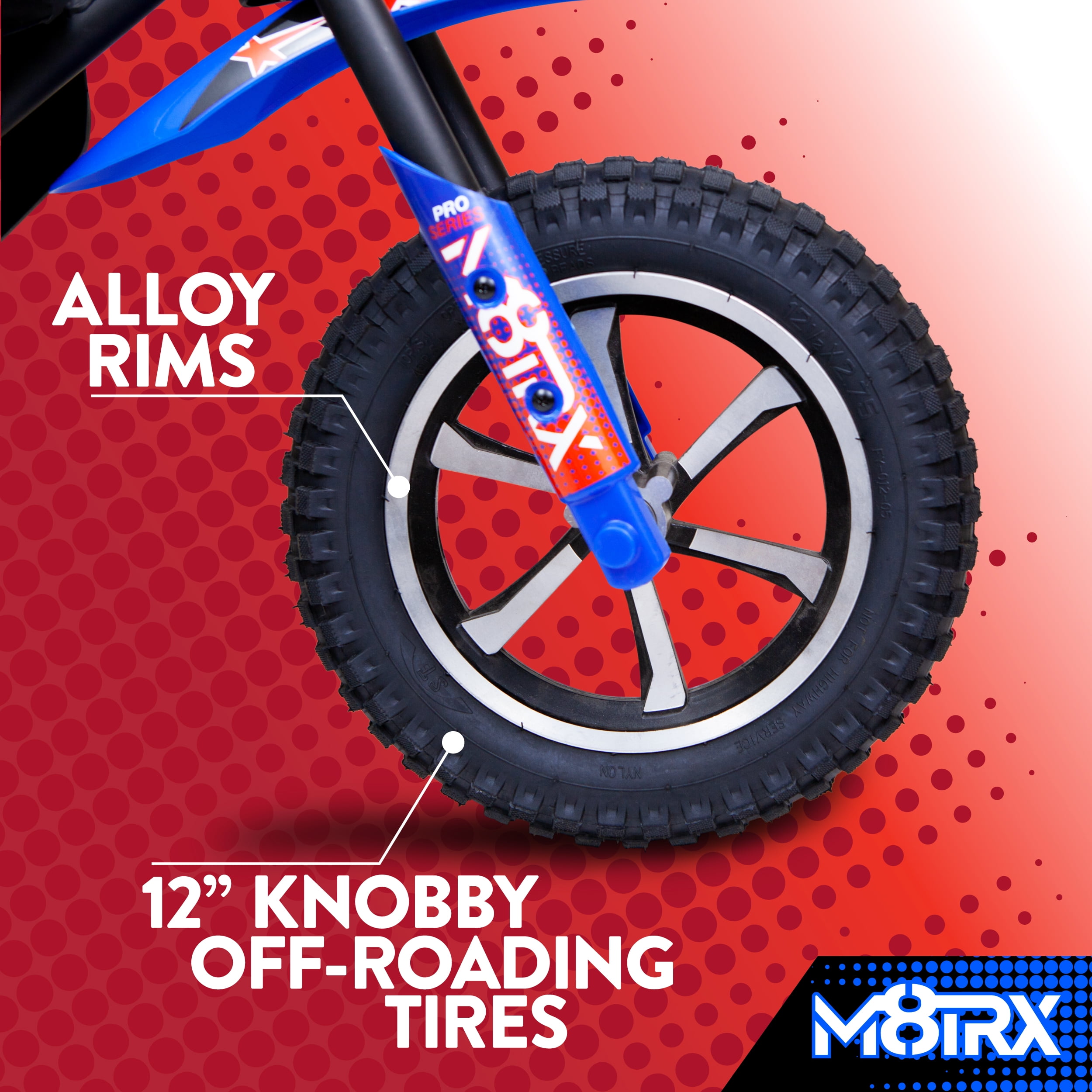 M8TRX Blue 24V Electric Dirt Bike, Ride on Toy Motorcycle for Kids and Teens Ages 13+ - Image 5