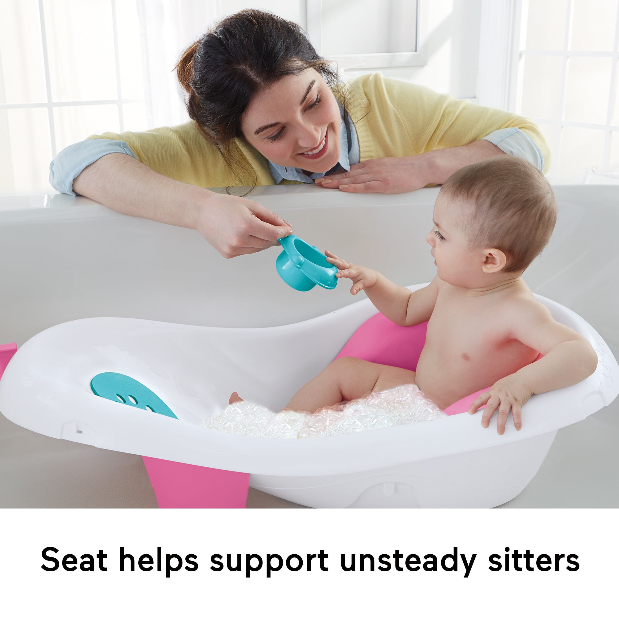 Fisher-Price 4-in-1 Sling 'n Seat Baby Bath Tub Pink - Image 2