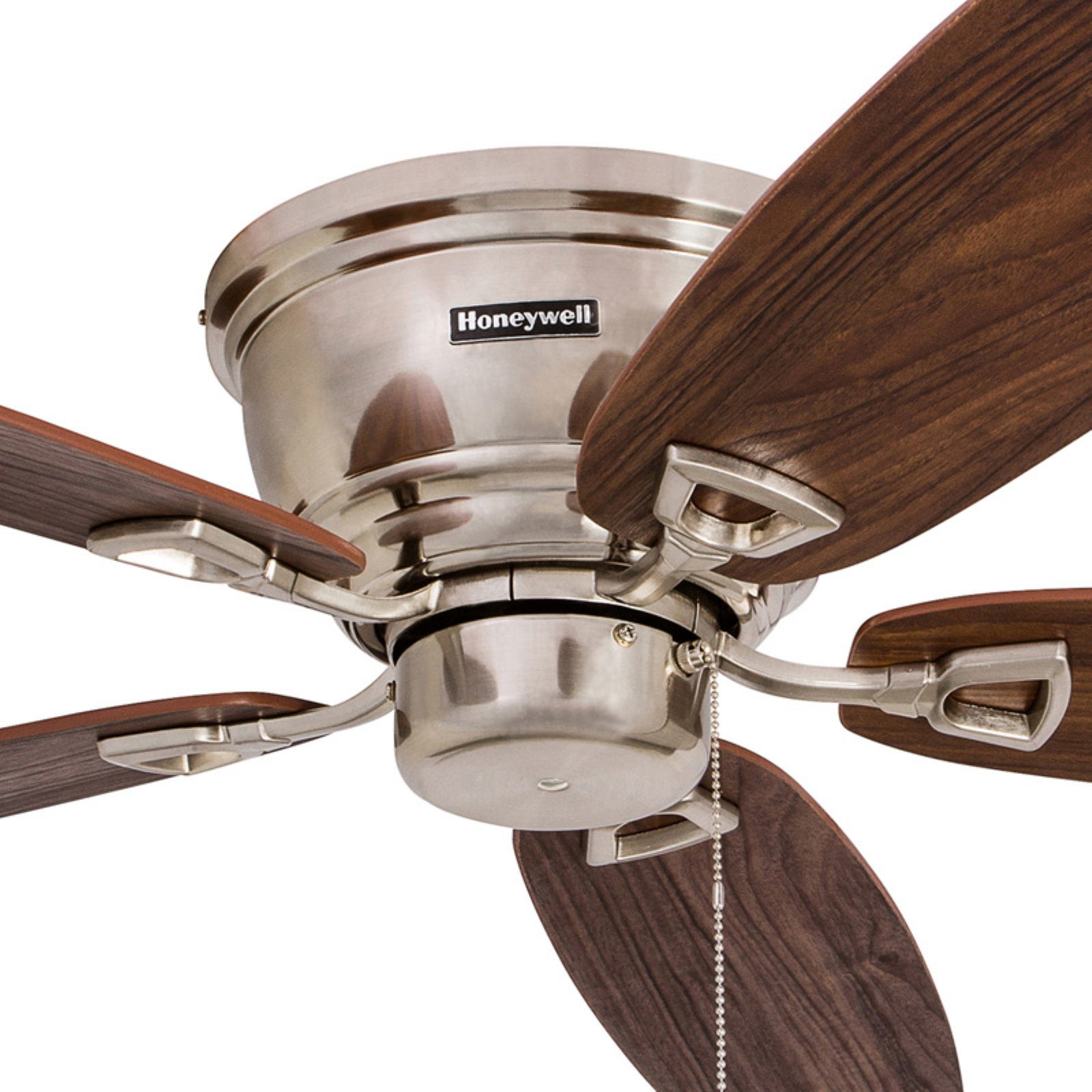 52" Honeywell Glen Alden Brushed Nickel Hugger Ceiling Fan with 4 Light - Image 3