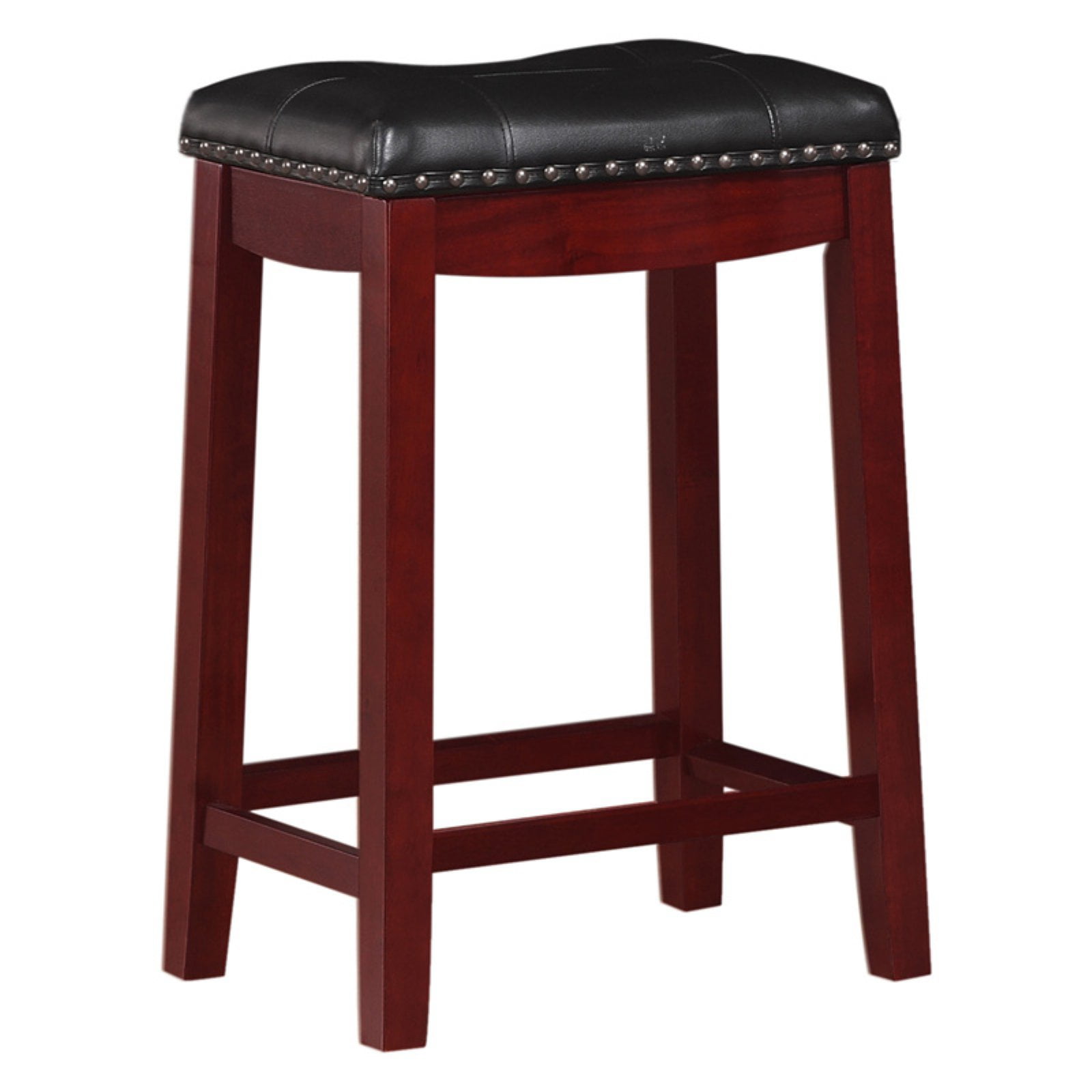 Angel Line Cambridge 24" Padded Saddle Stool, Espresso w/ Black Cushion - Image 2