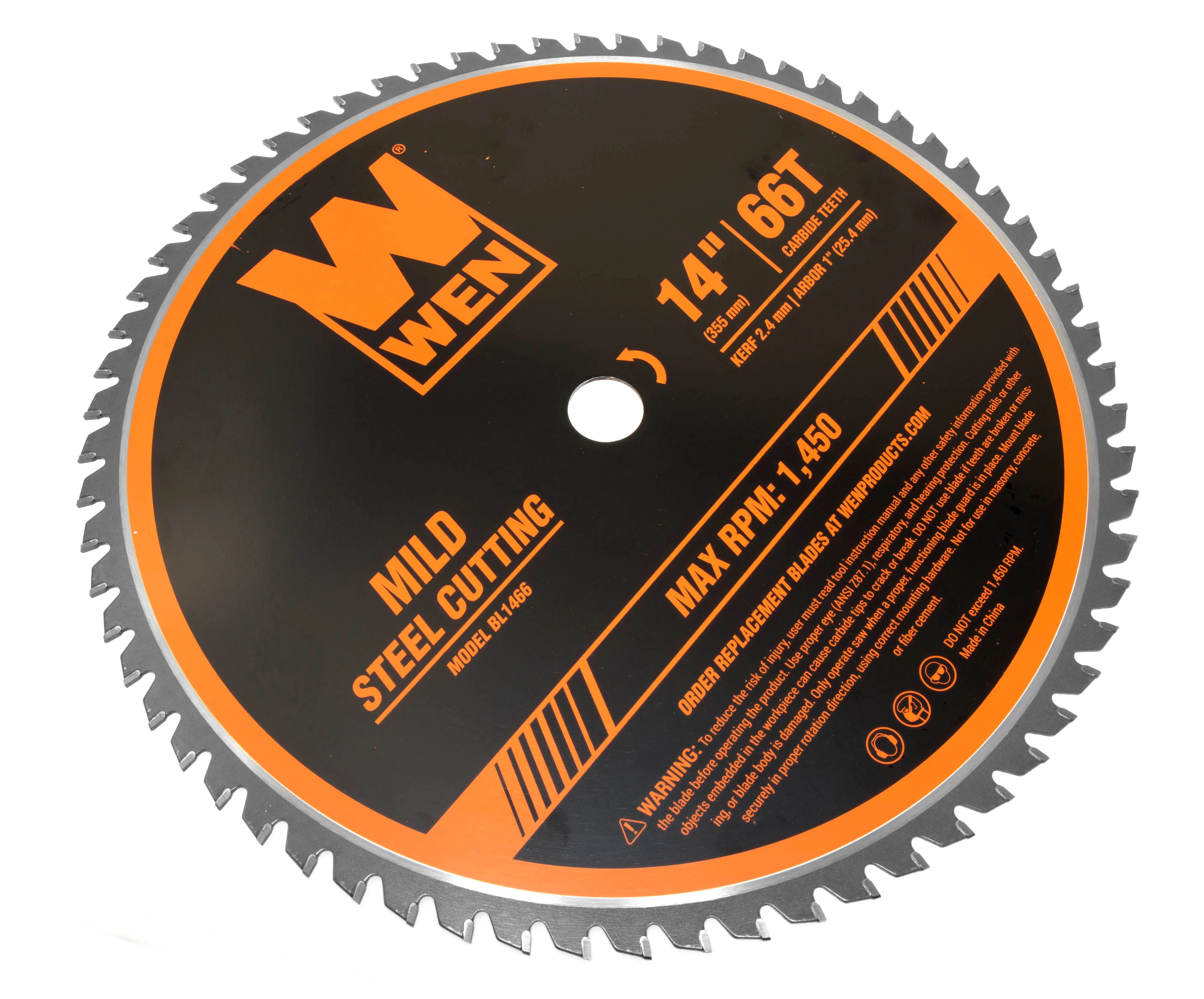 WEN 14-Inch 66-Tooth Carbide-Tipped Professional Metal Saw Blade for Mild Steel Cutting, BL1466 - Image 2