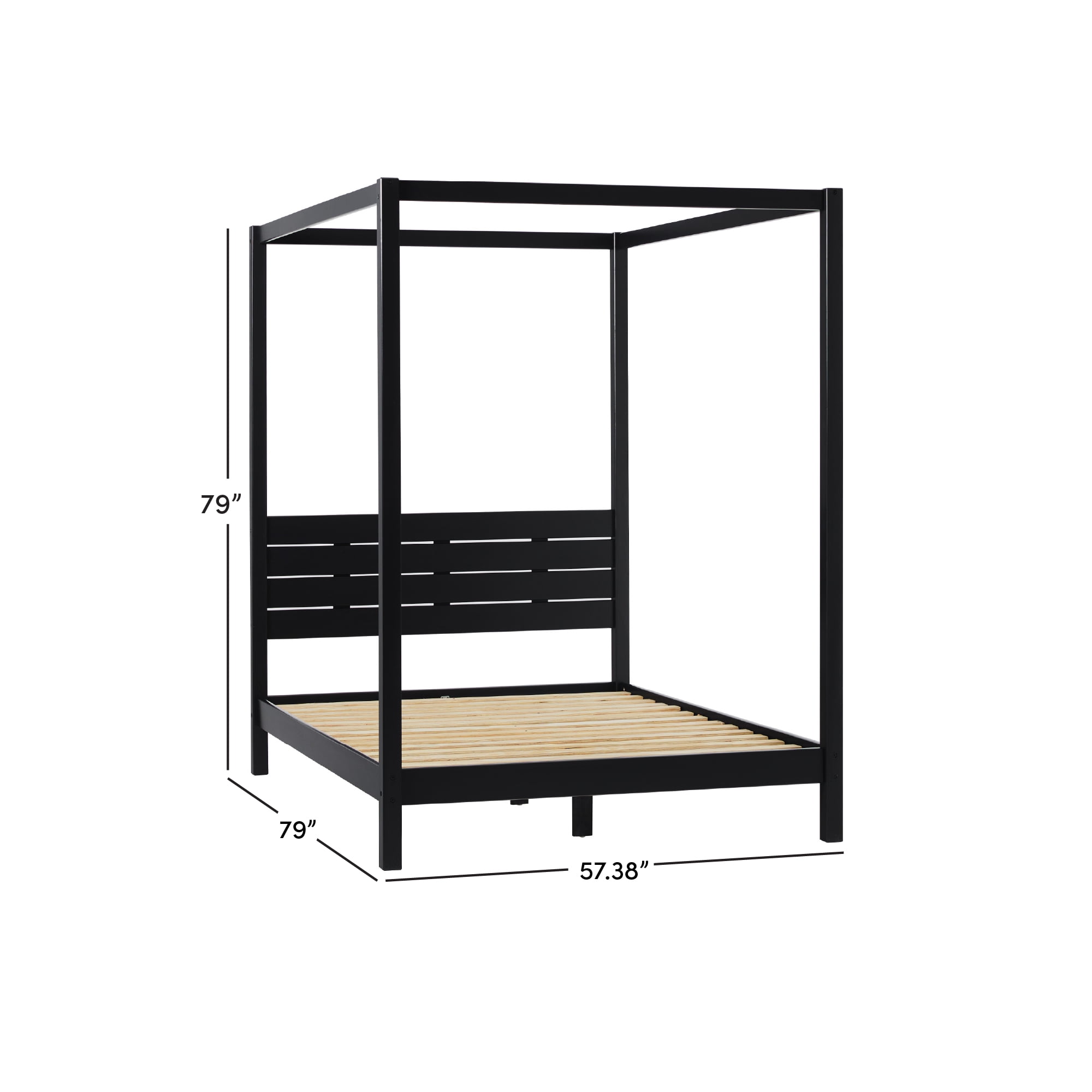 Walker Edison Minimalist Solid Wood Canopy Full Bed, Black - Image 13
