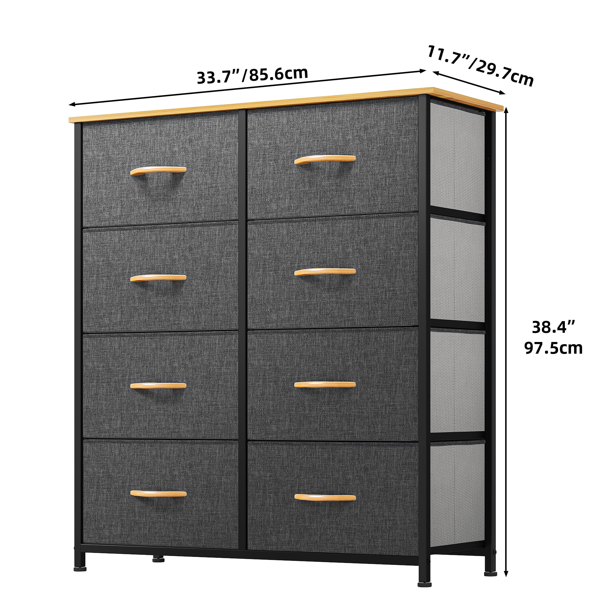 Dextrus 8 Drawer Dresser, Fabric Dressers for Bedroom with Easy Pull Fabric Bins Cool Gray - Image 7