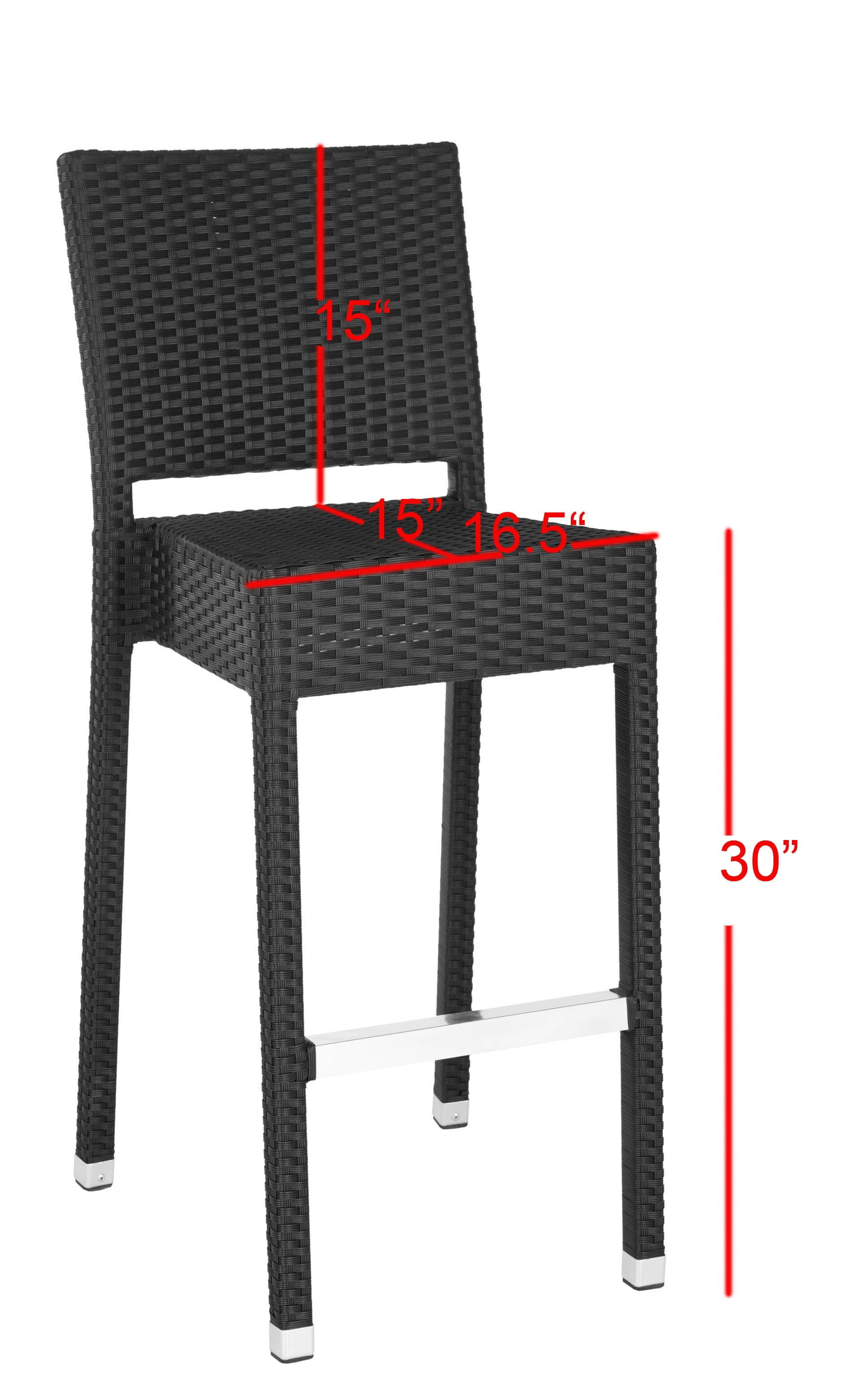 SAFAVIEH Bethel 43.5 in. High Indoor/Outdoor Rattan Bar Stool, Black - Image 4