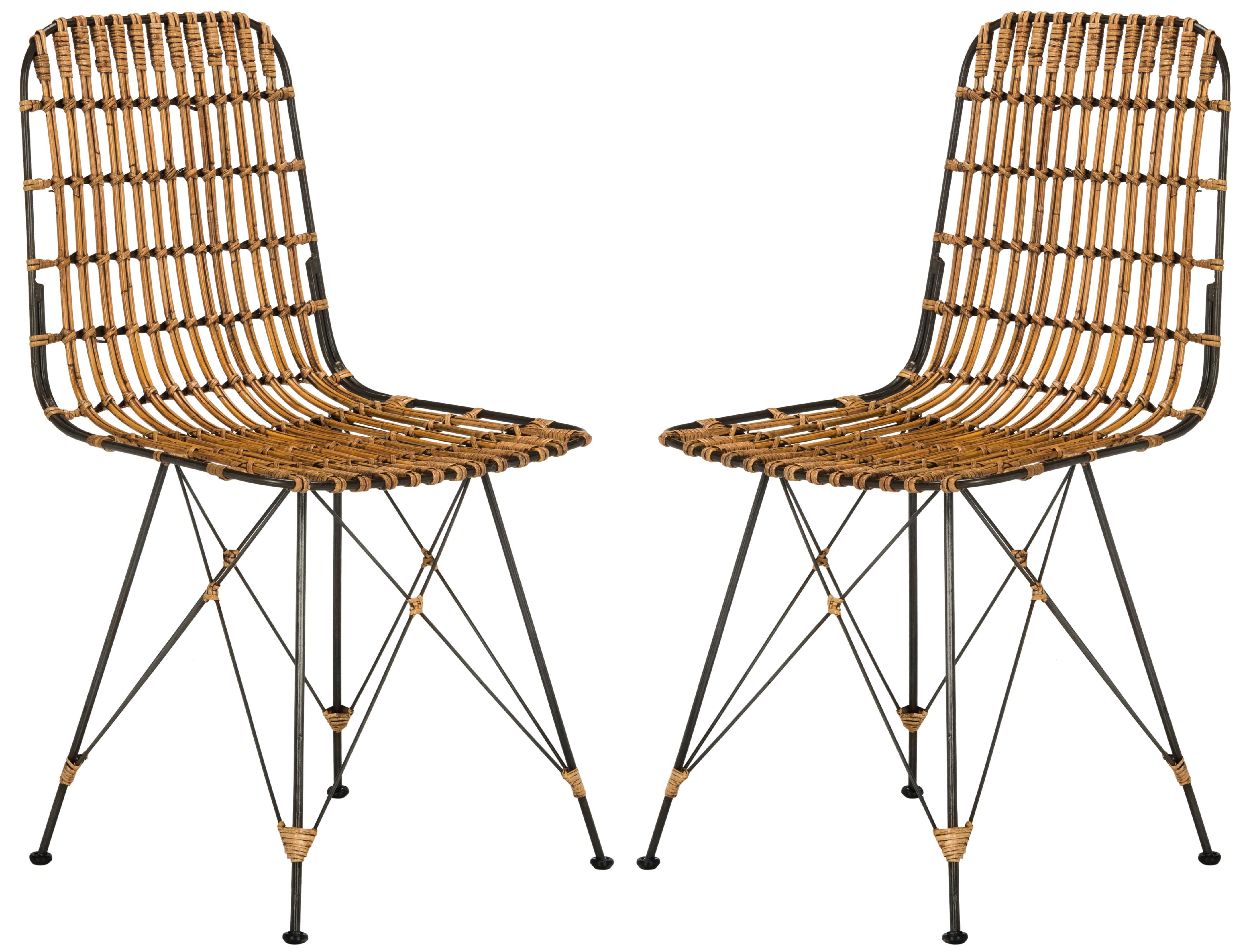 SAFAVIEH Minerva 19" High Wicker Dining Chair, Natural Brown Wash, Set of 2 - Image 2