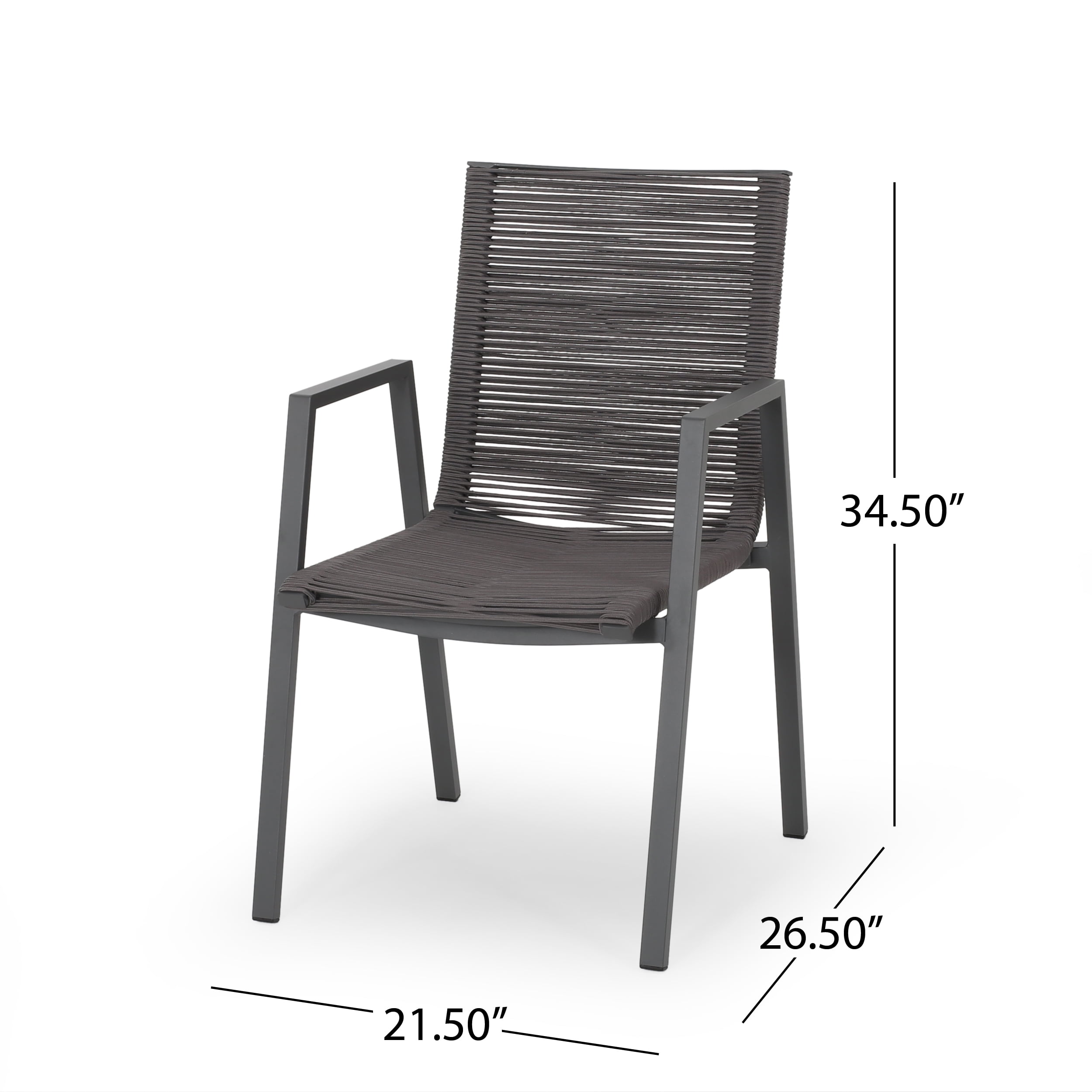 Noble House Deloris Outdoor Aluminum Dining Chair in Gray (Set of 2) - Image 9