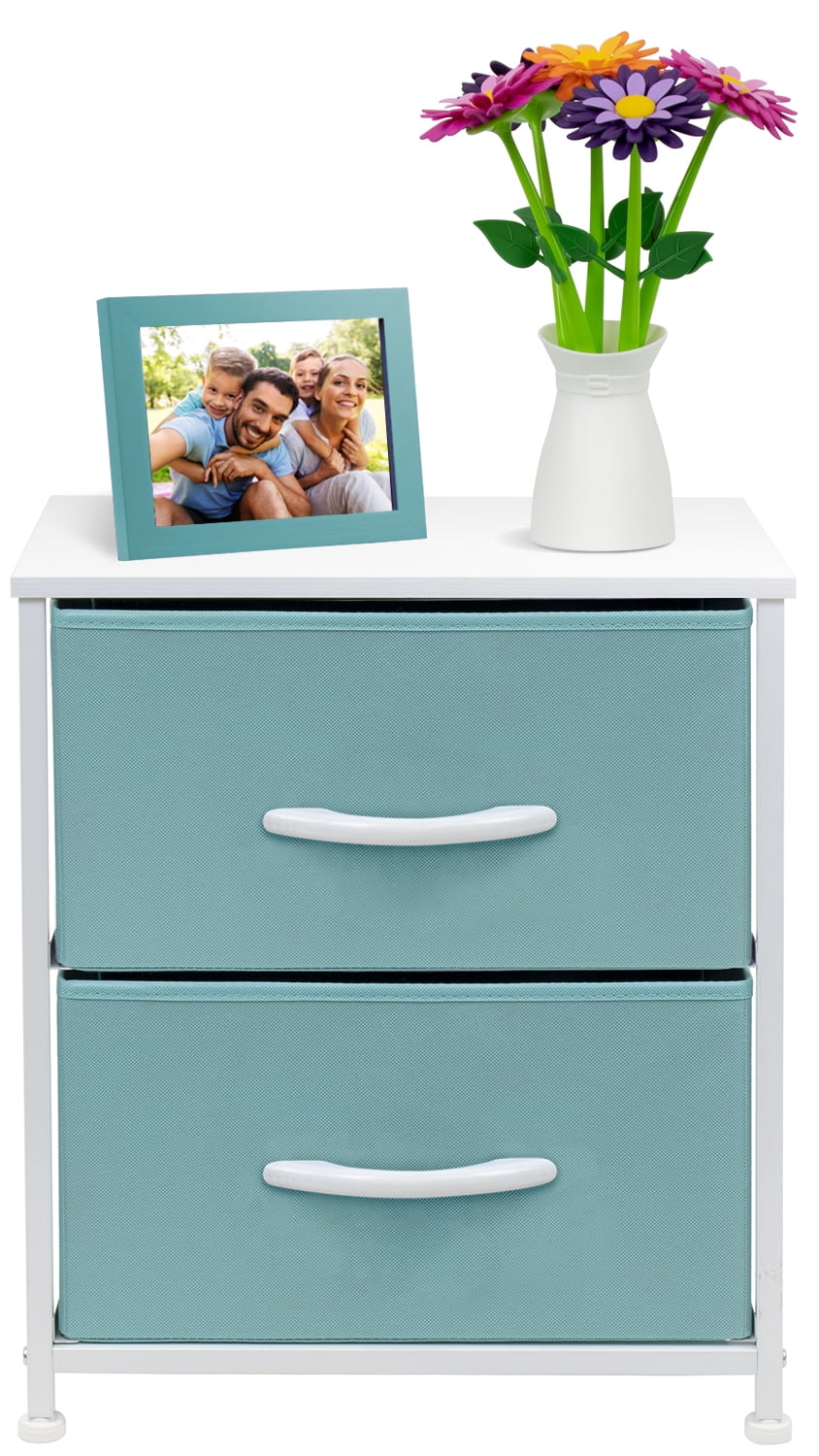 Sorbus Aqua 2-Drawer Nightstand Chest Dresser, Aqua, 11.8"L x 15.75"W x 22.2"H - Image 11