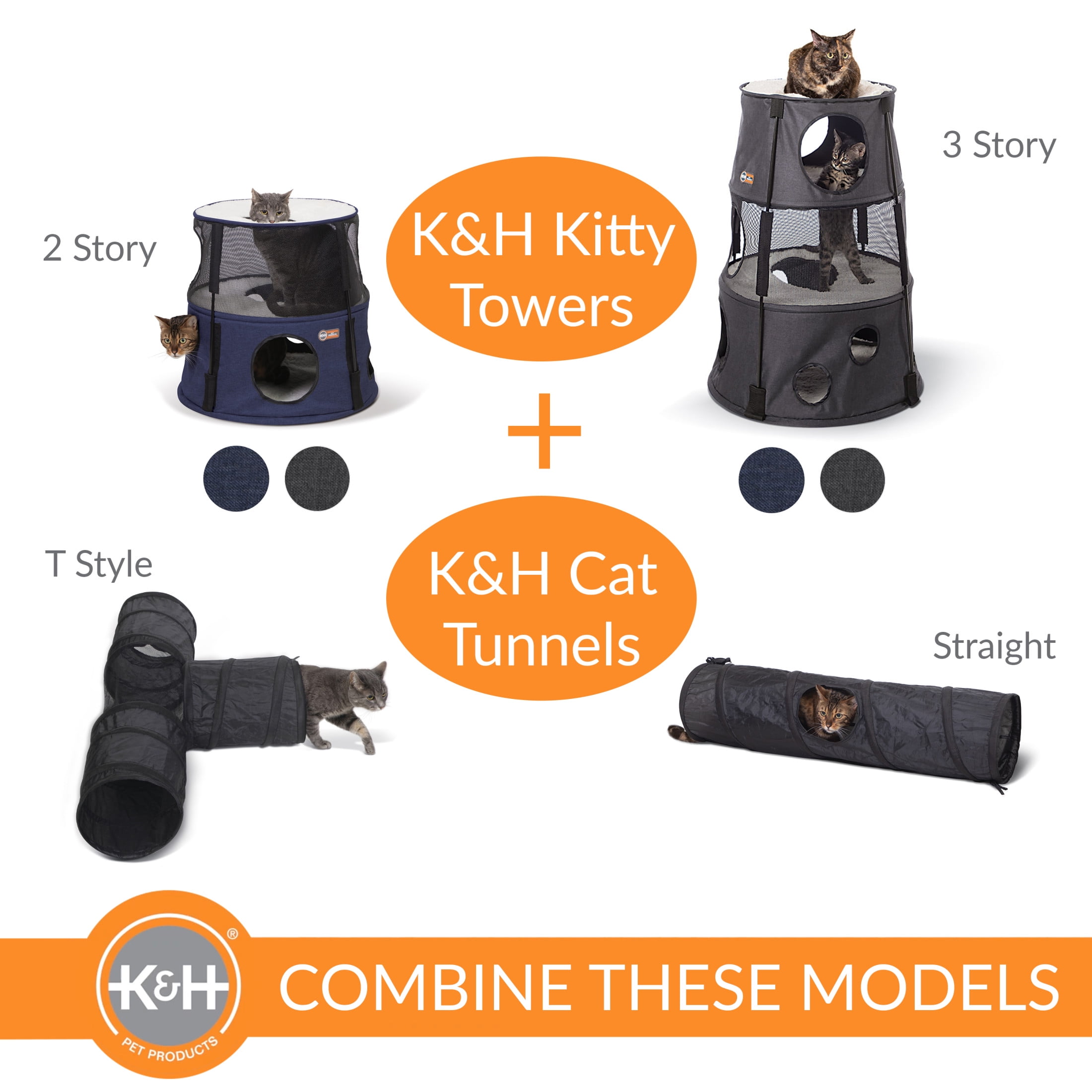 K&H Pet Products Kitty Tower Classy Dark Denim 2 Story - Image 2