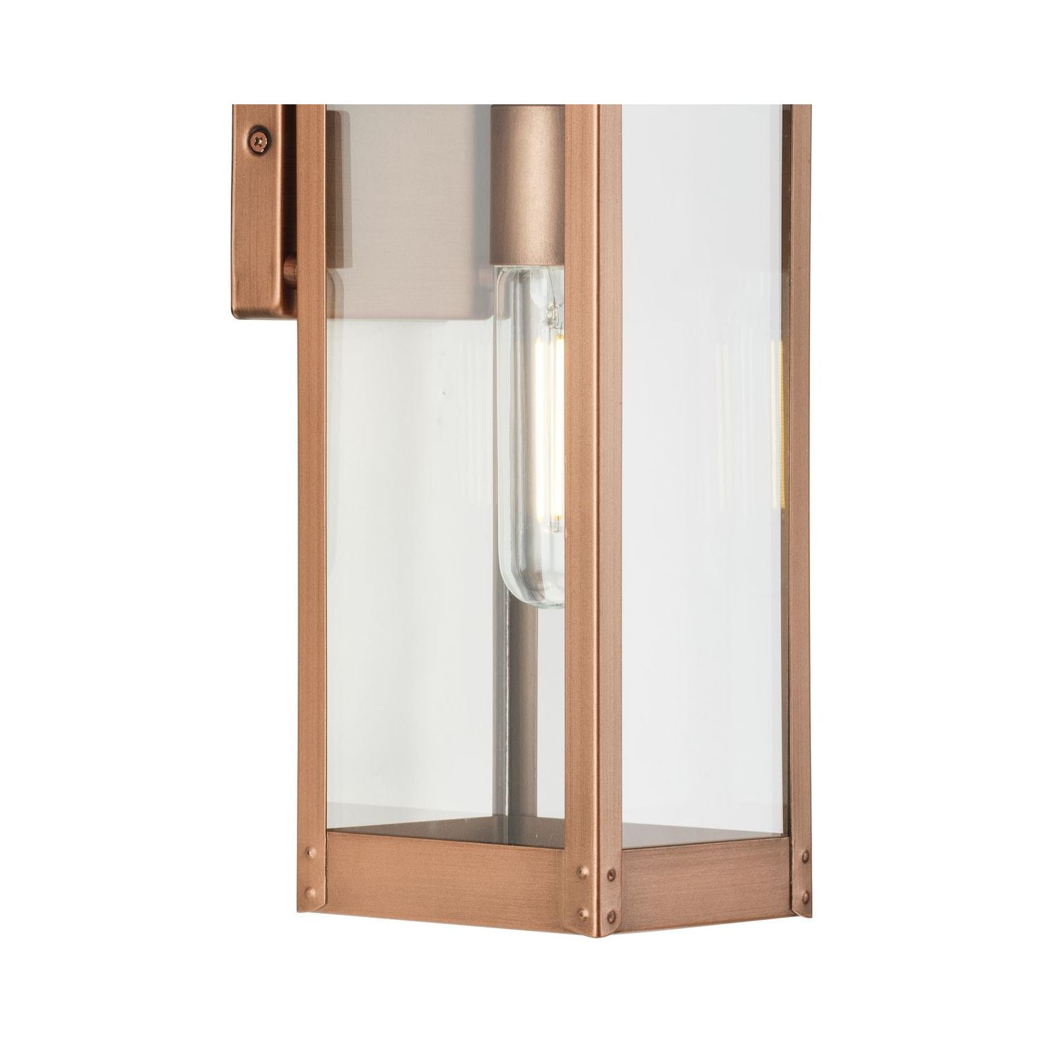 Union Square One-Light Small Antique Copper Urban Industrial Outdoor Wall Lantern - Image 3