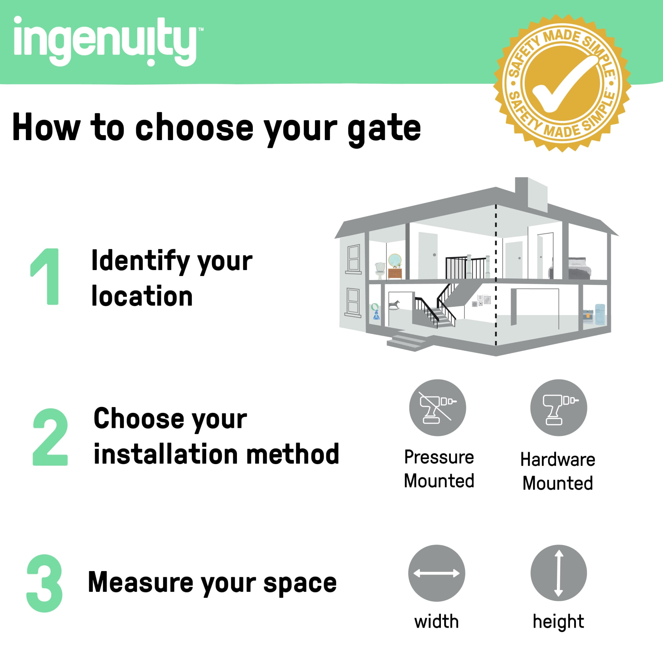 Ingenuity The Doorway 48W Series Safety Pet and Baby Gate, 28.5'-48' Wide, 36' Tall - Black - Image 6