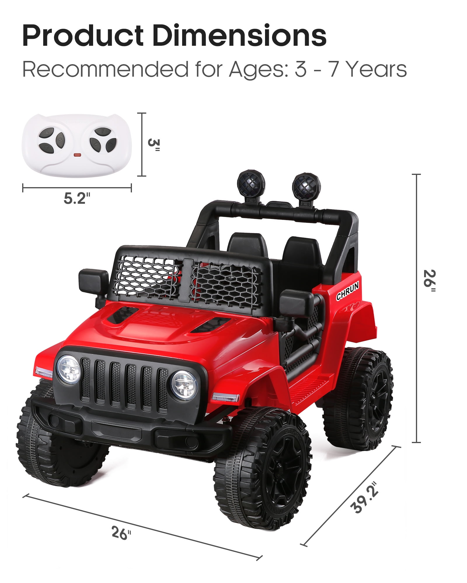 Naipo 12V Kids Ride on Truck Car , Electric Truck Car Toys, Parent Remote Control, w/Spring Suspension MP3 Player, LED Lights and Safety Belt, USB & AUX Port - Image 5