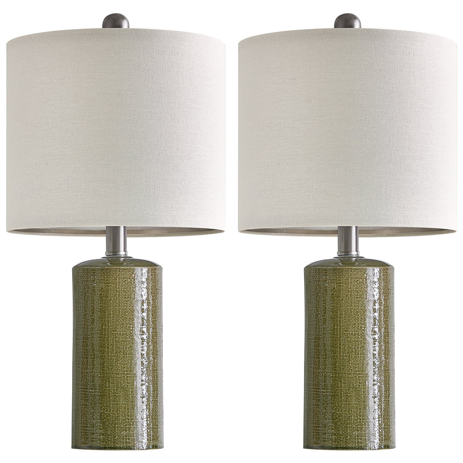 Oneach Modern Table Lamp Set of 2 for Living Room 20.25" Farmhouse Green Ceramic Bedside Nightstand Lamps for Bedroom - Image 9