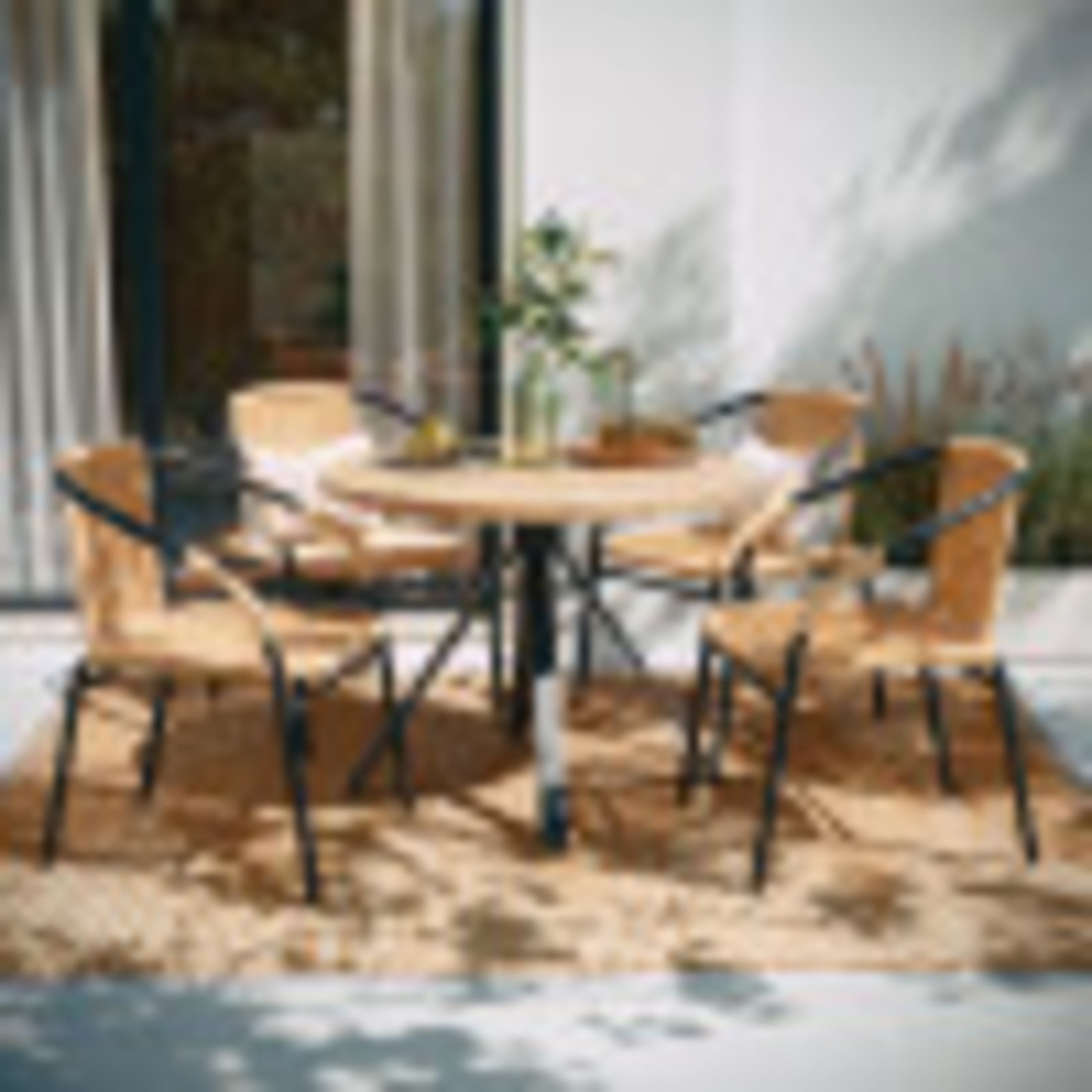 Flash Furniture Lila 4 Pack Beige Rattan Indoor-Outdoor Restaurant Stack Chair - Image 4