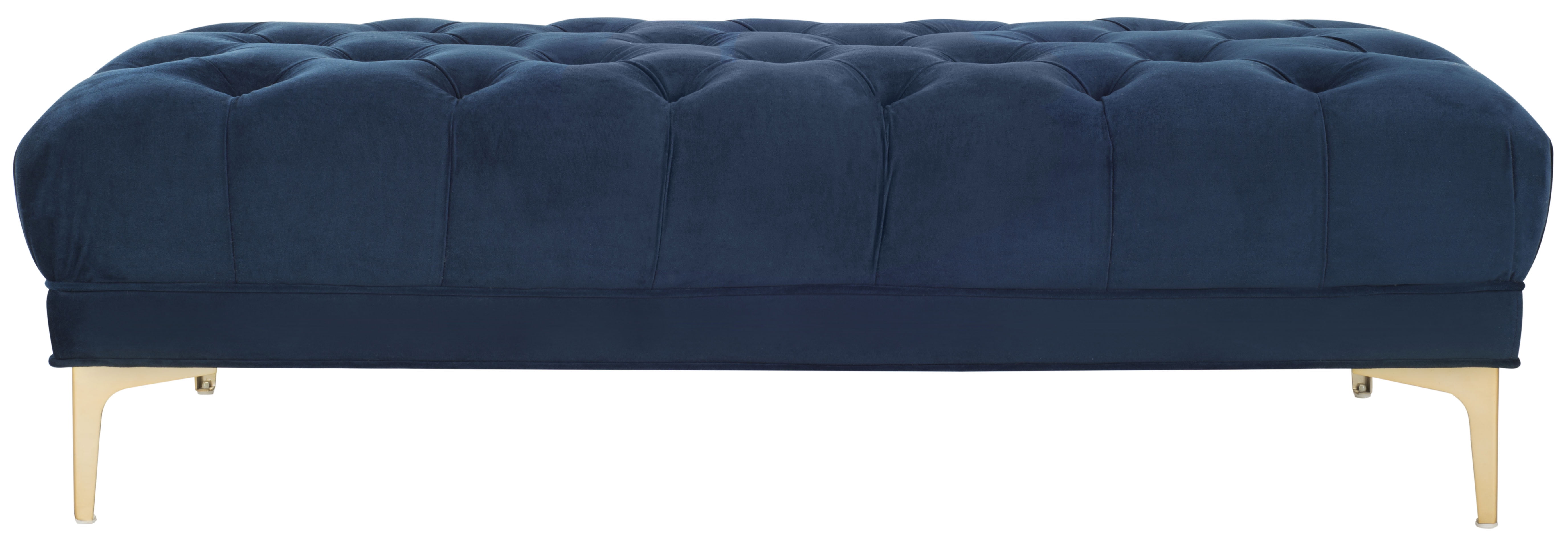 SAFAVIEH Zarya Modern Glam Rectangular Tufted Bench, Navy/Brass - Image 10