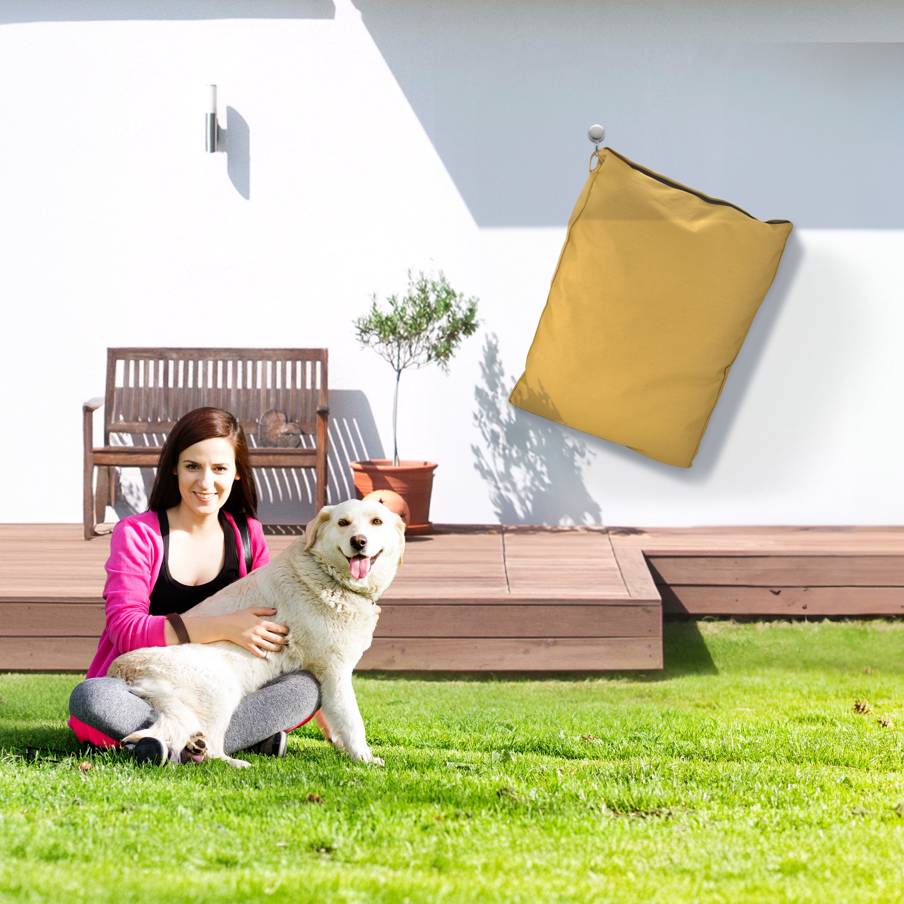 Sytopia 36" Outdoor Dog Bed for Medium & Large Sized Dogs, Waterproof Canvas Dog Bed With Washable Removable Cover, Large Dog Beds Up to 55 Lbs - YELLOW - Image 2