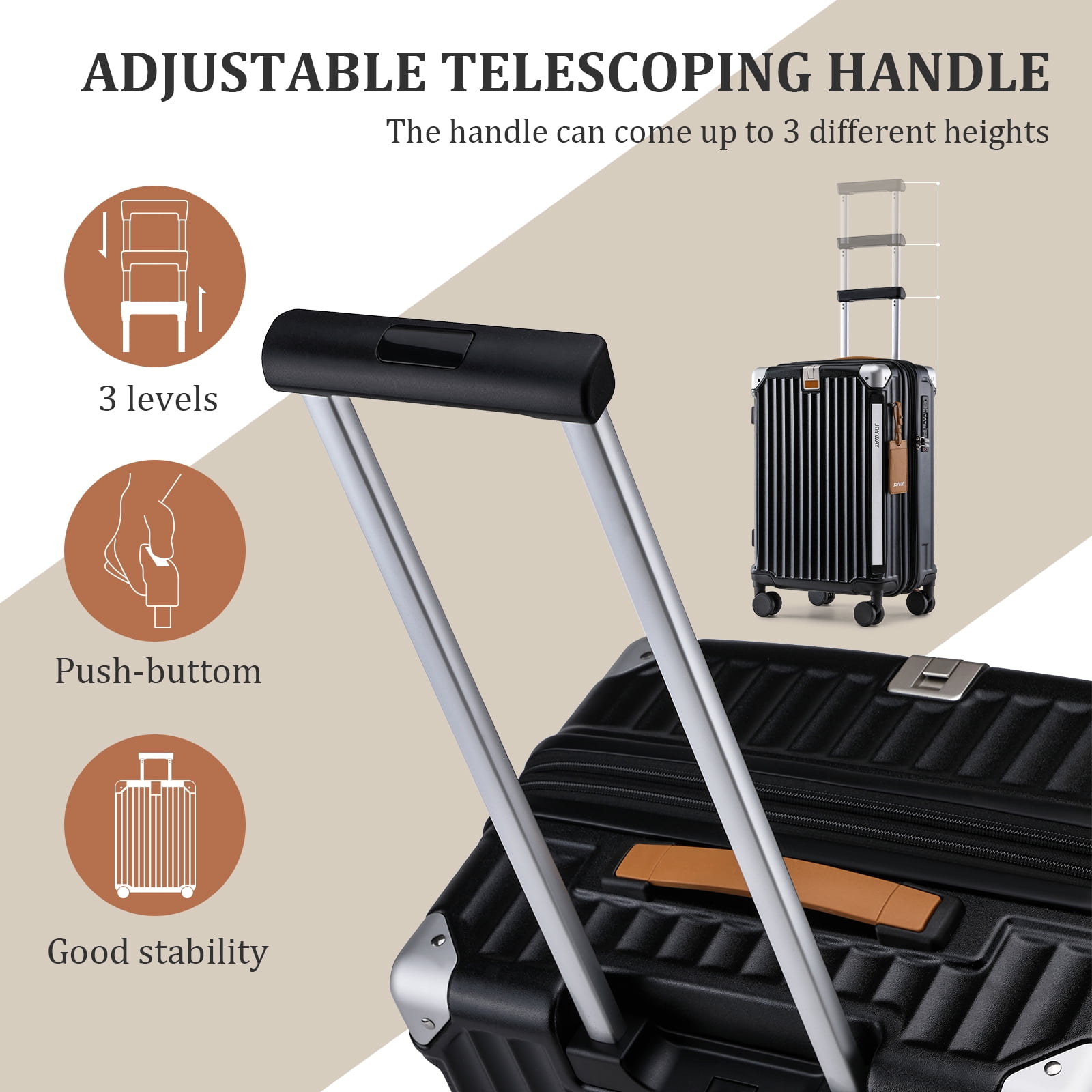 Joyway Luggage Sets Expandable Hard 20 inch Carry-on Luggage USB Port Cup Holder TSA Lock Suitcase - Image 6