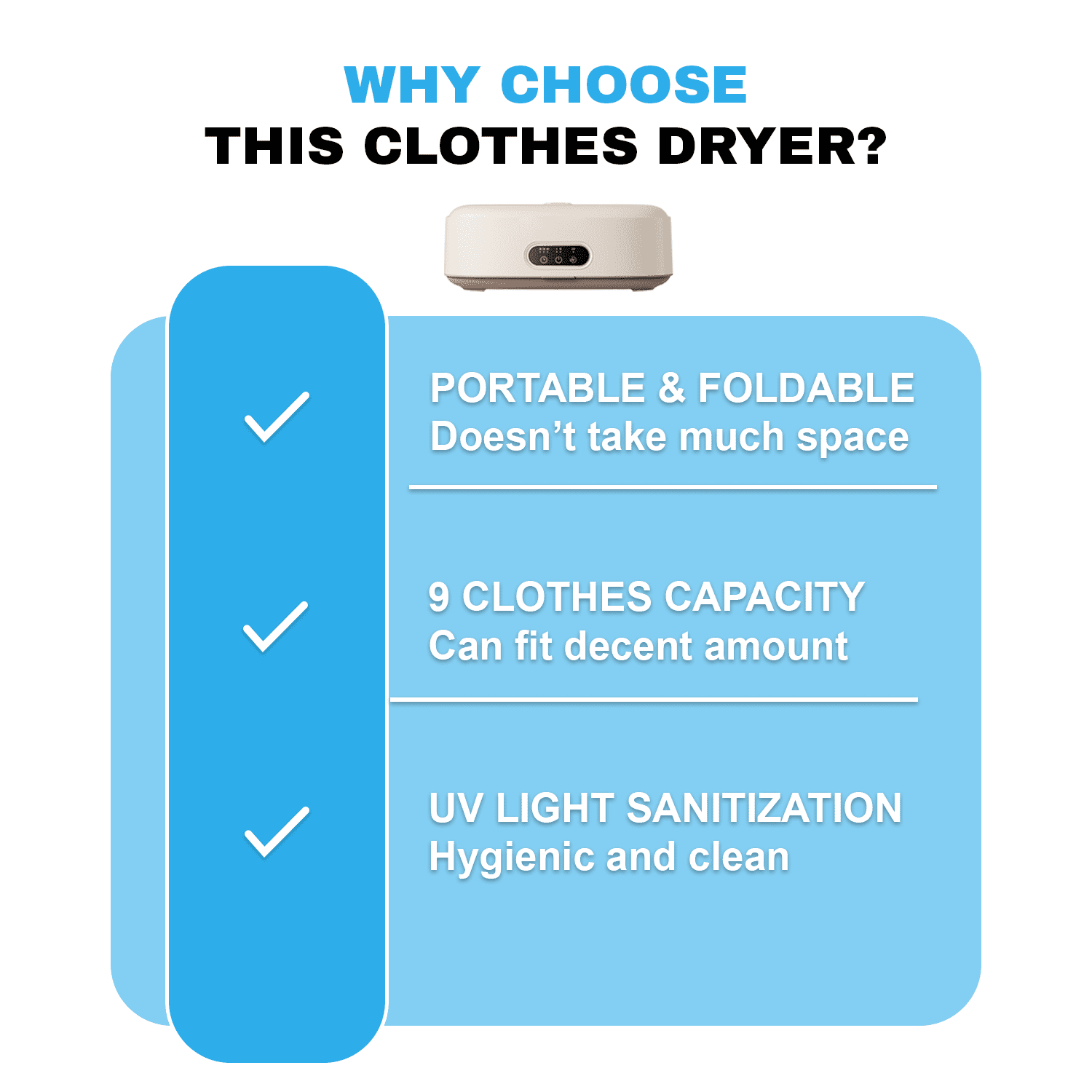 Mojoco Portable 600W Electric Clothes Dryer - Image 7