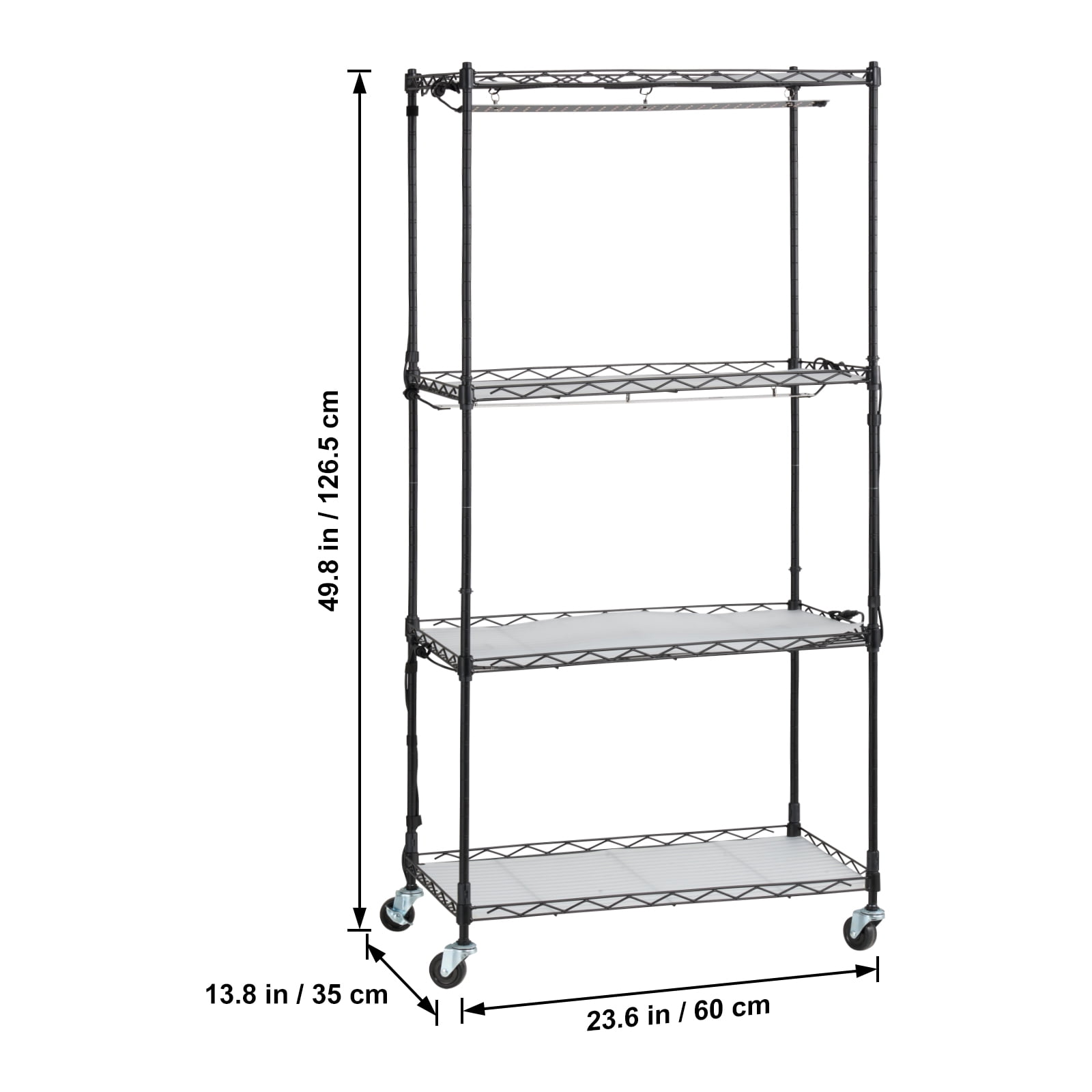KFFKFF Metal Plant Rack with Integrated 45W Lighting, 4-Level, Adjustable 3 Spectrum Modes, Includes Timer, Ideal for Seed Germination, Measures 23.6" L x 13.8" W x 49.8" H - Image 5