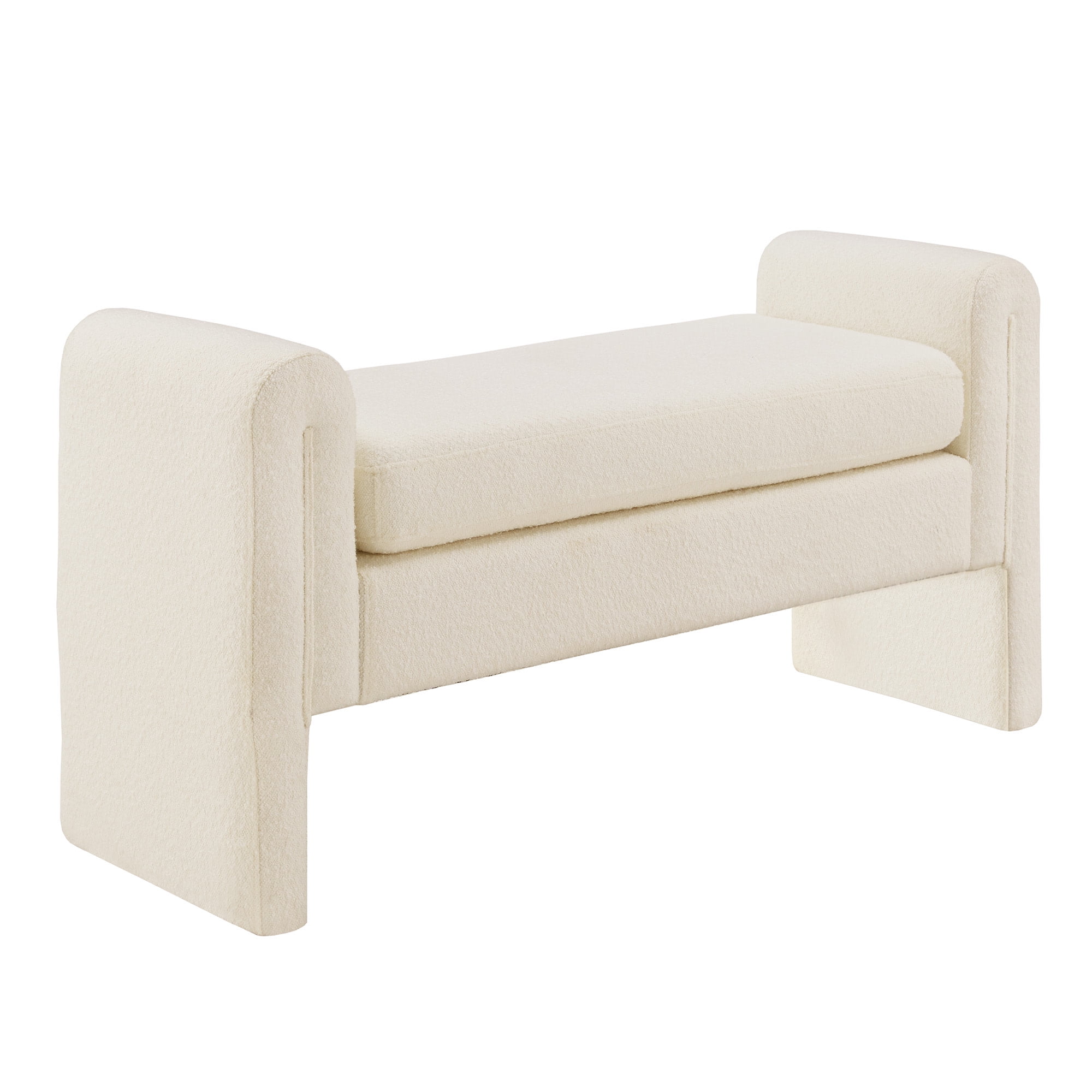 Weston Home Modica Upholstered Ivory White Boucle Bench, Large - Image 4