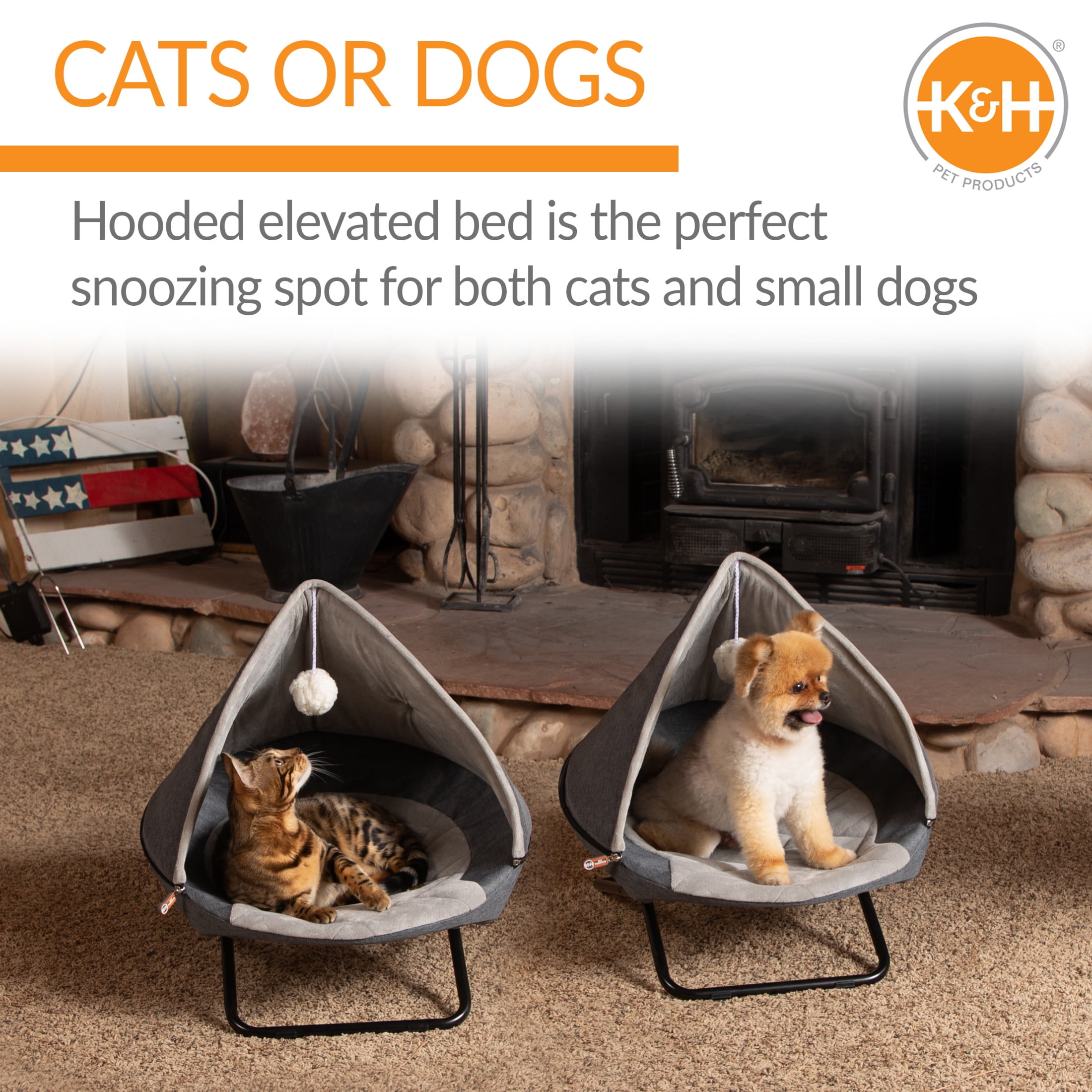 K&H Pet Products Hooded Elevated Cozy Cot Gray Small 19 Inches - Image 4
