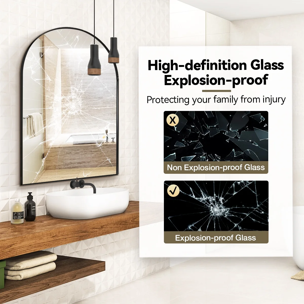 24x36 Inch Oval Pill-Shape Wall Mirror with Black Metal Frame for Bathroom, Bedroom, Living Room - Image 2