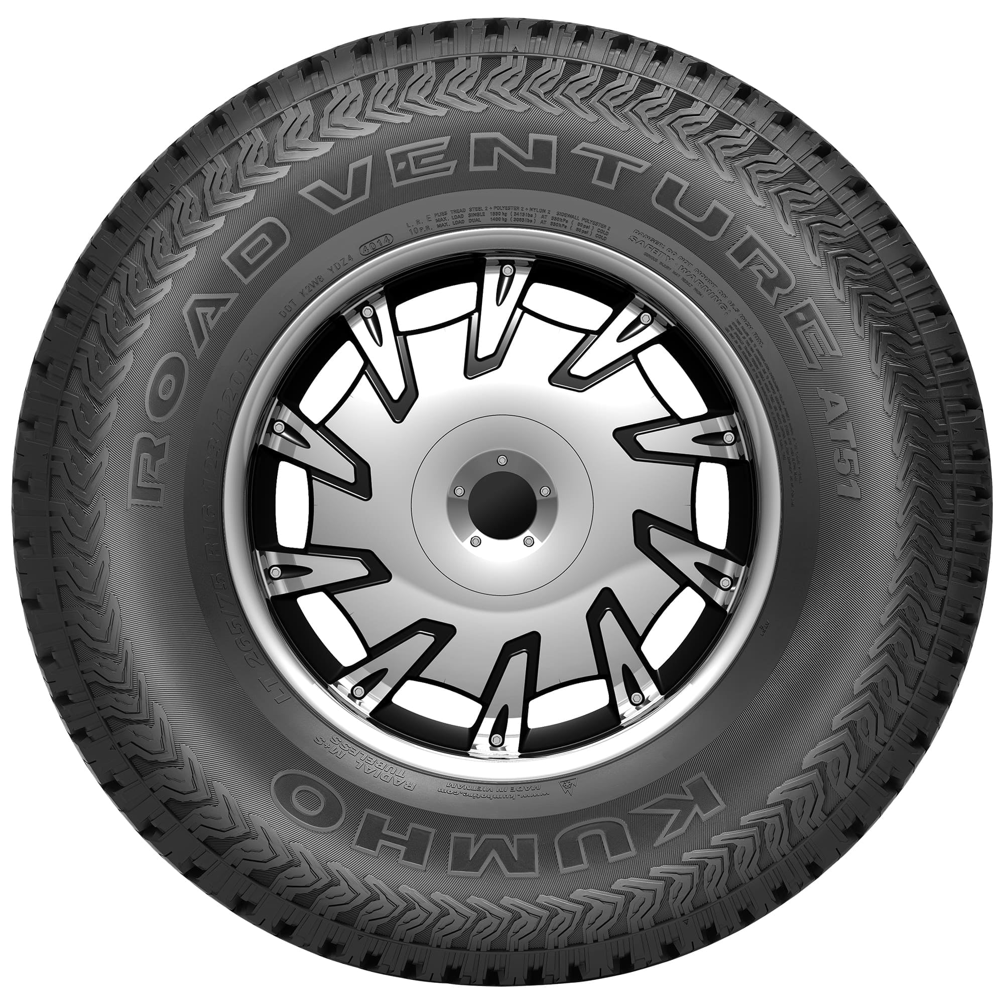 Kumho Road Venture AT51 All Terrain 275/55R20 111T Light Truck Tire - Image 2
