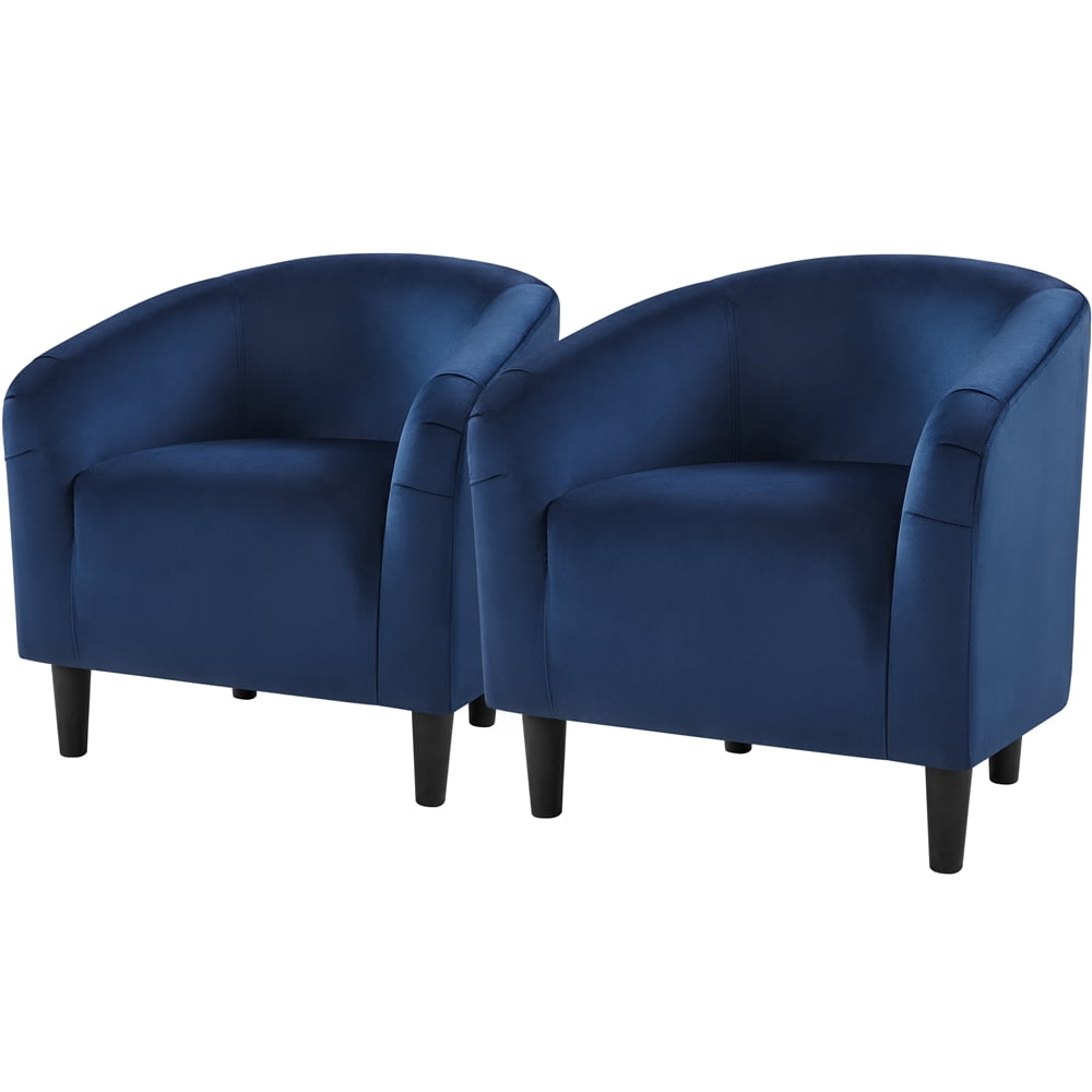 Renwick Modern Upholstered Tub Chair, Set of 2, Navy Blue Velvet - Image 3