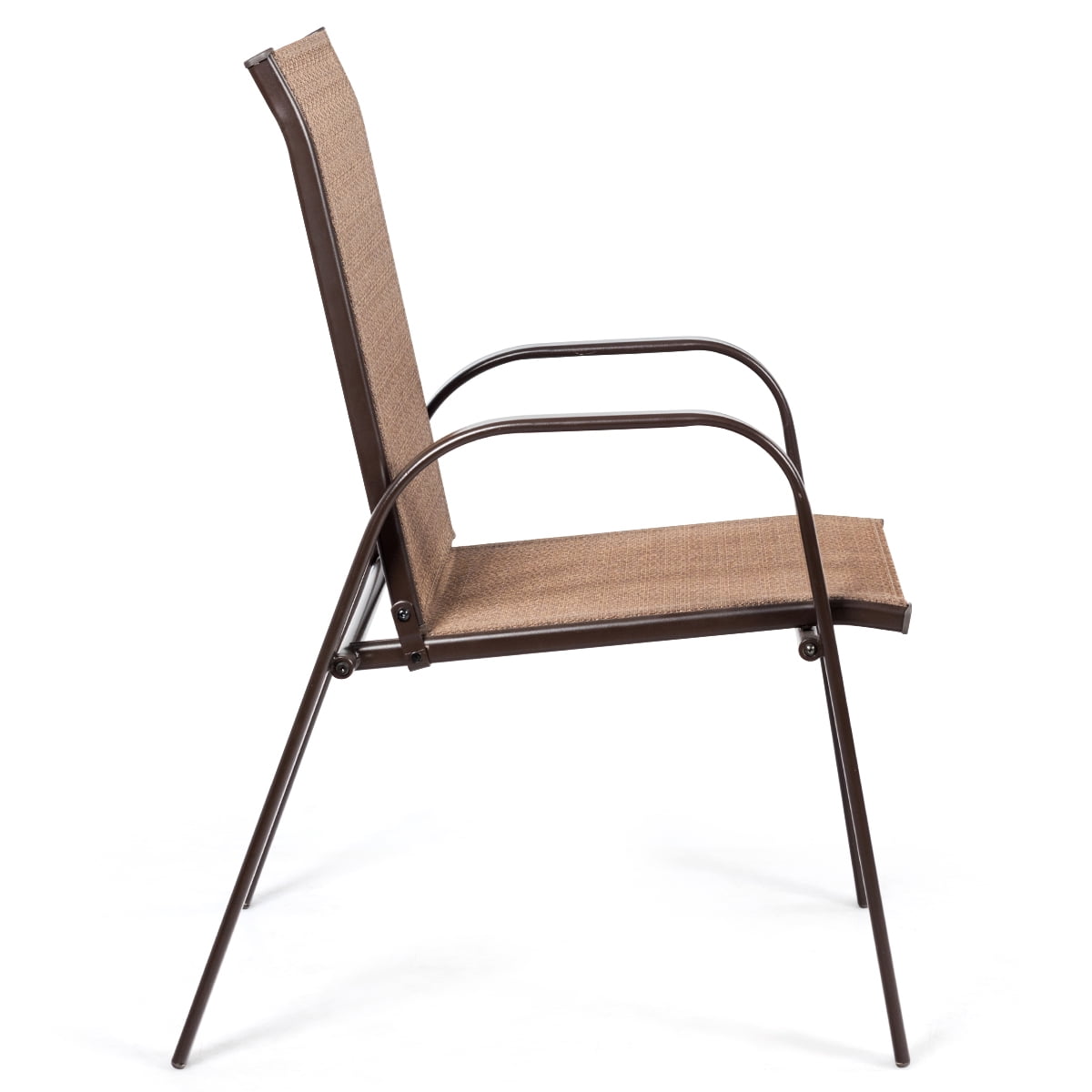 Costway 2PCS Patio Chairs Dining Chair Deck Yard W/Armrest Brown - Image 8