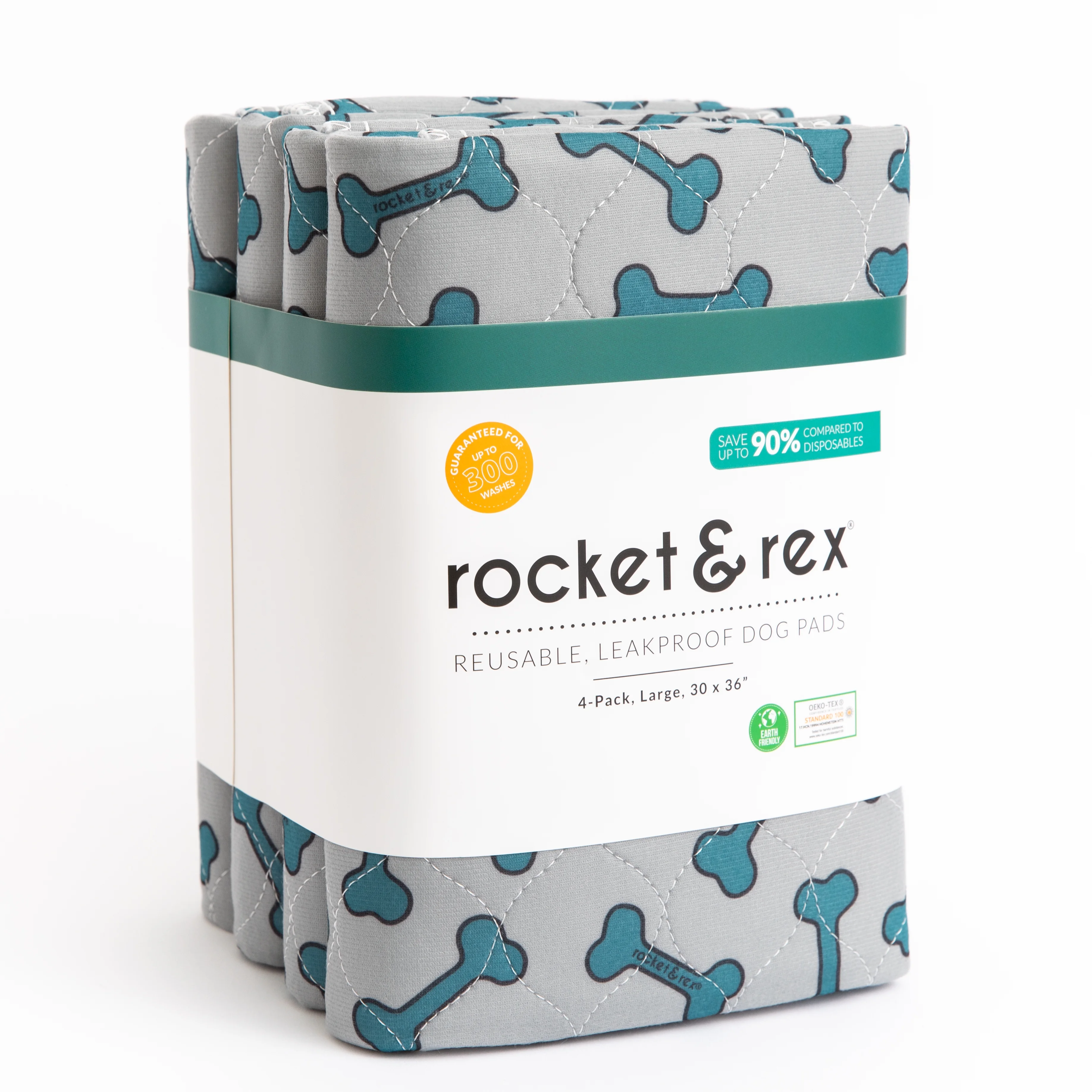 rocket & rex Premium Washable Pee Pads for Dogs, Waterproof & Reusable Puppy Pads for Potty Training, Lining Crates & More, Guaranteed for 300 Washes, 30" x 36" (Pack of 4) - Image 9