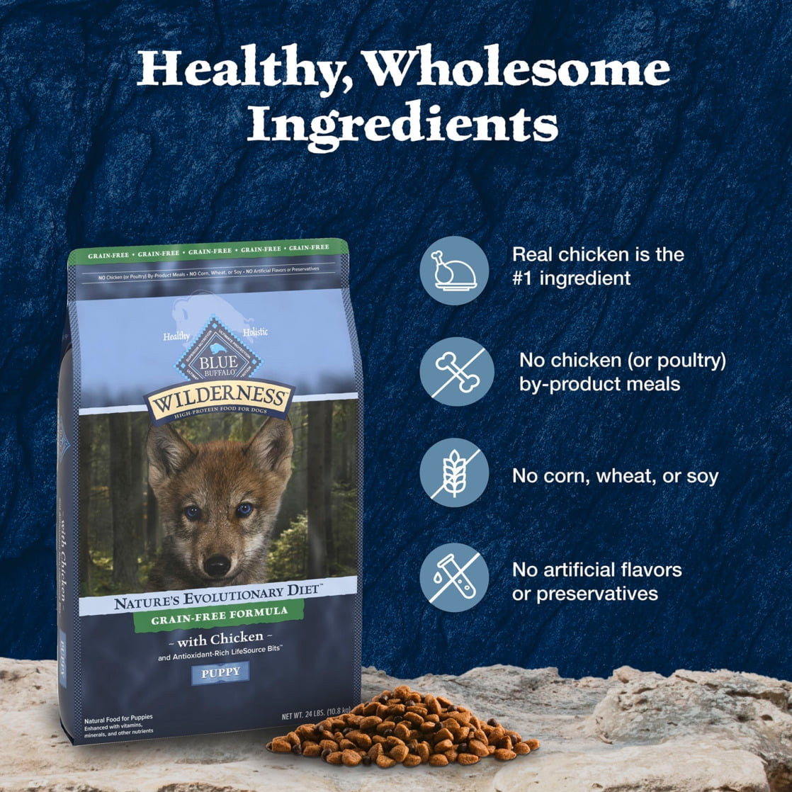 Blue Buffalo Wilderness High-Protein Grain-Free, Puppy Dry Dog Food, Chicken, 24-lb Bag - Image 12