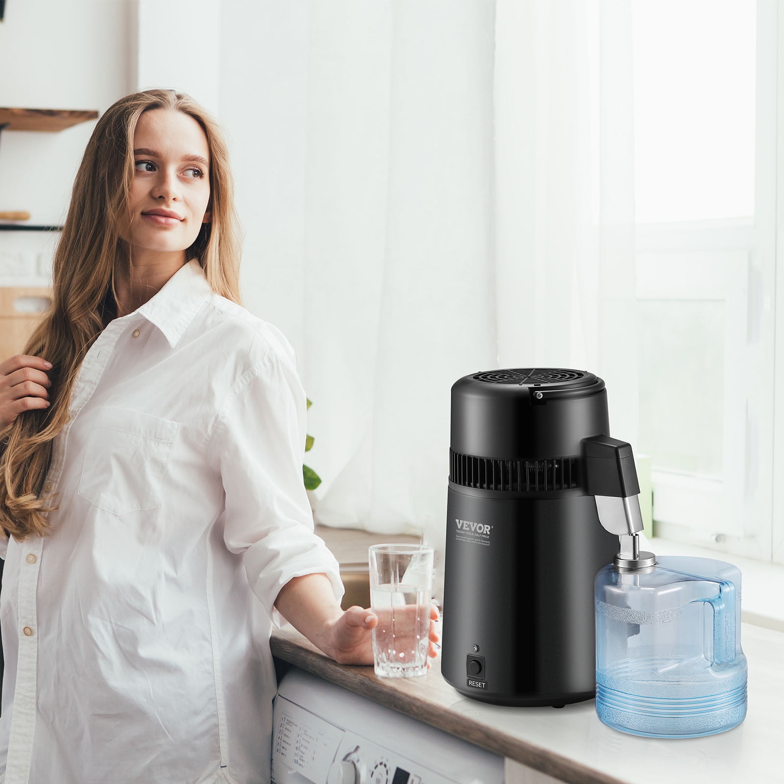 VEVOR 4L Water Distiller Home Distilled Water Maker w/ Dual Temperature Display for Home 750W BLACK - Image 5