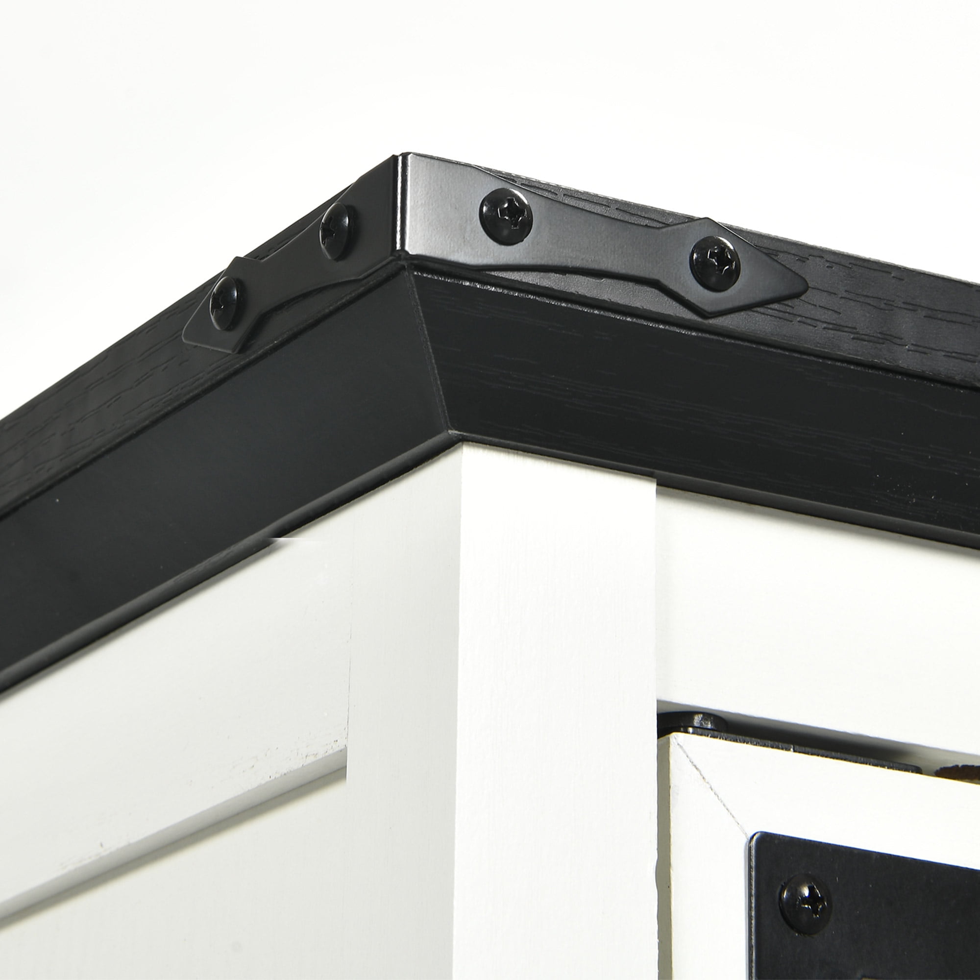 Dextrus Farmhouse End Table with Charging Station and LED Lights, Side Table with 2 Door & Storage Shelf Nightstand for Living Room Bedroom - White - Image 9