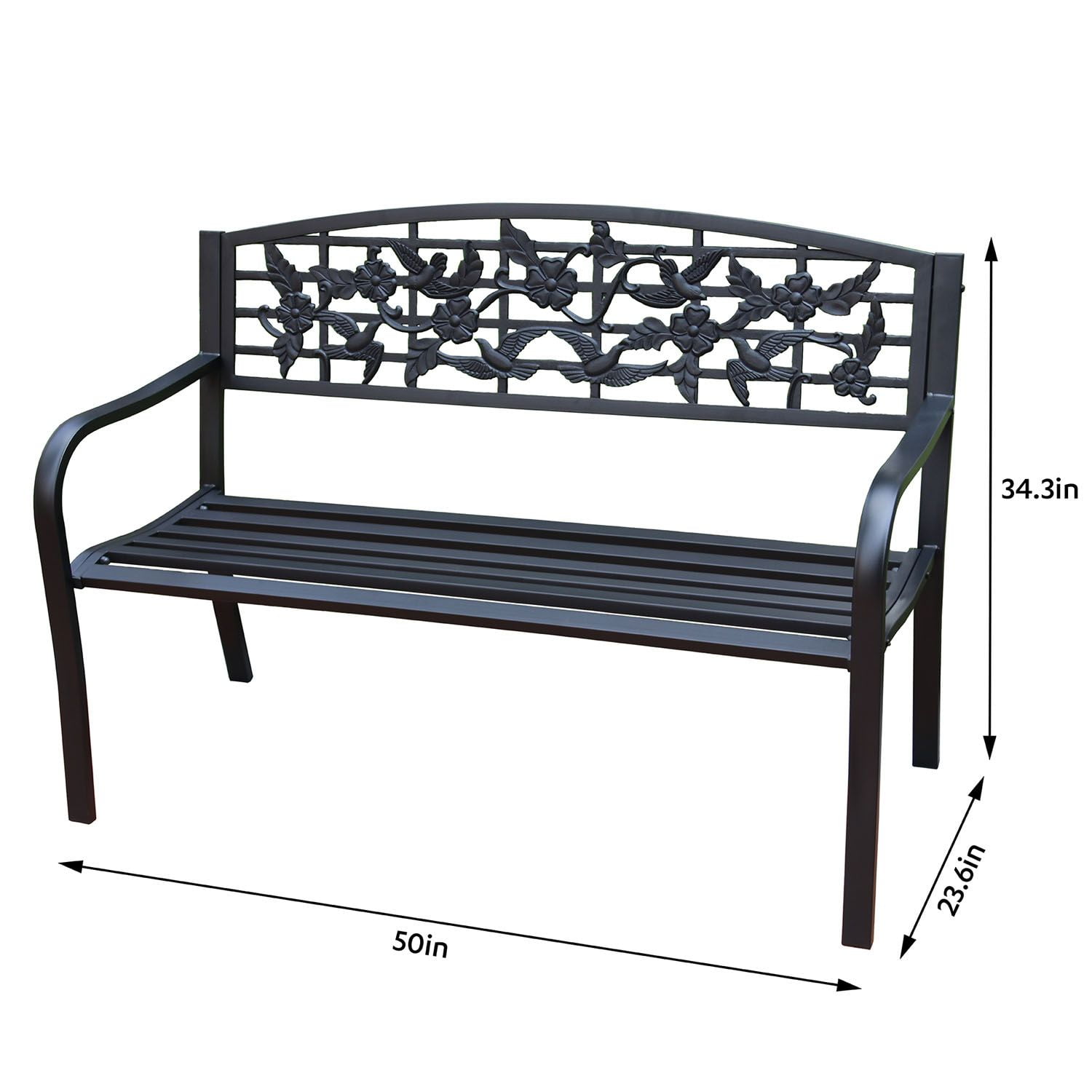 Abble Outdoor Raised Steel Bench - Black - Image 5