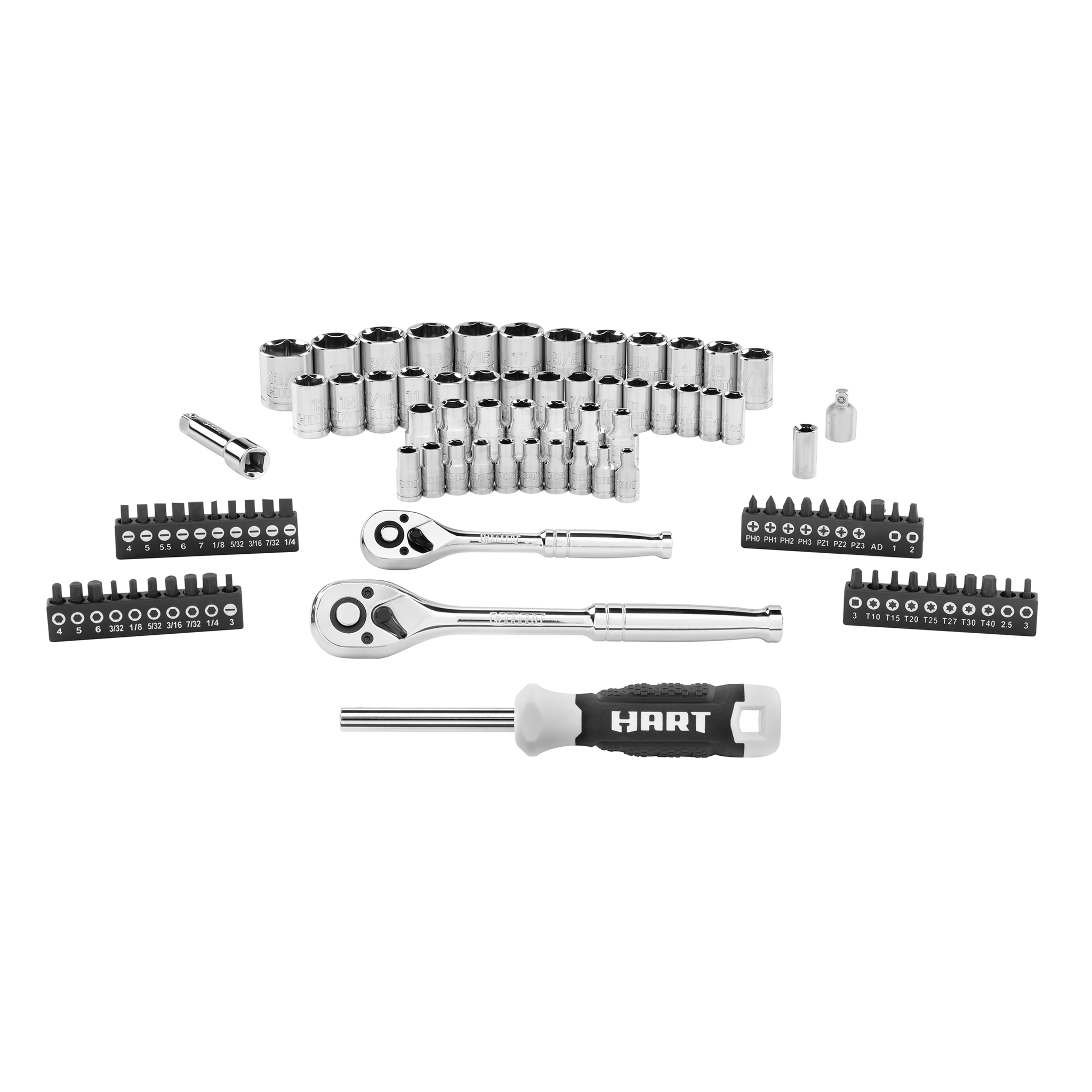 HART 90-Piece 1/4 and 3/8-inch Mechanics Tool Set, Chrome Finish, New Condition - Image 8