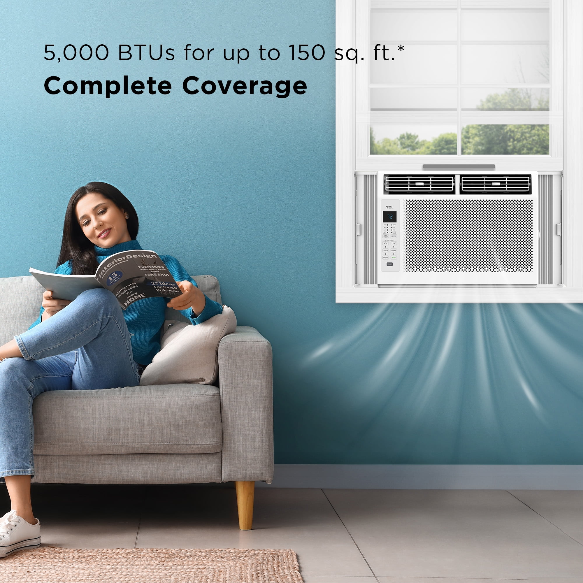 TCL 5,000 BTU Window Air Conditioner, Fan & Dehumidifier (White) - 150 Sq. Ft., Remote Control, Easy-to-Use, Reusable Filter, Compact, Quiet - W5W3M - Image 4