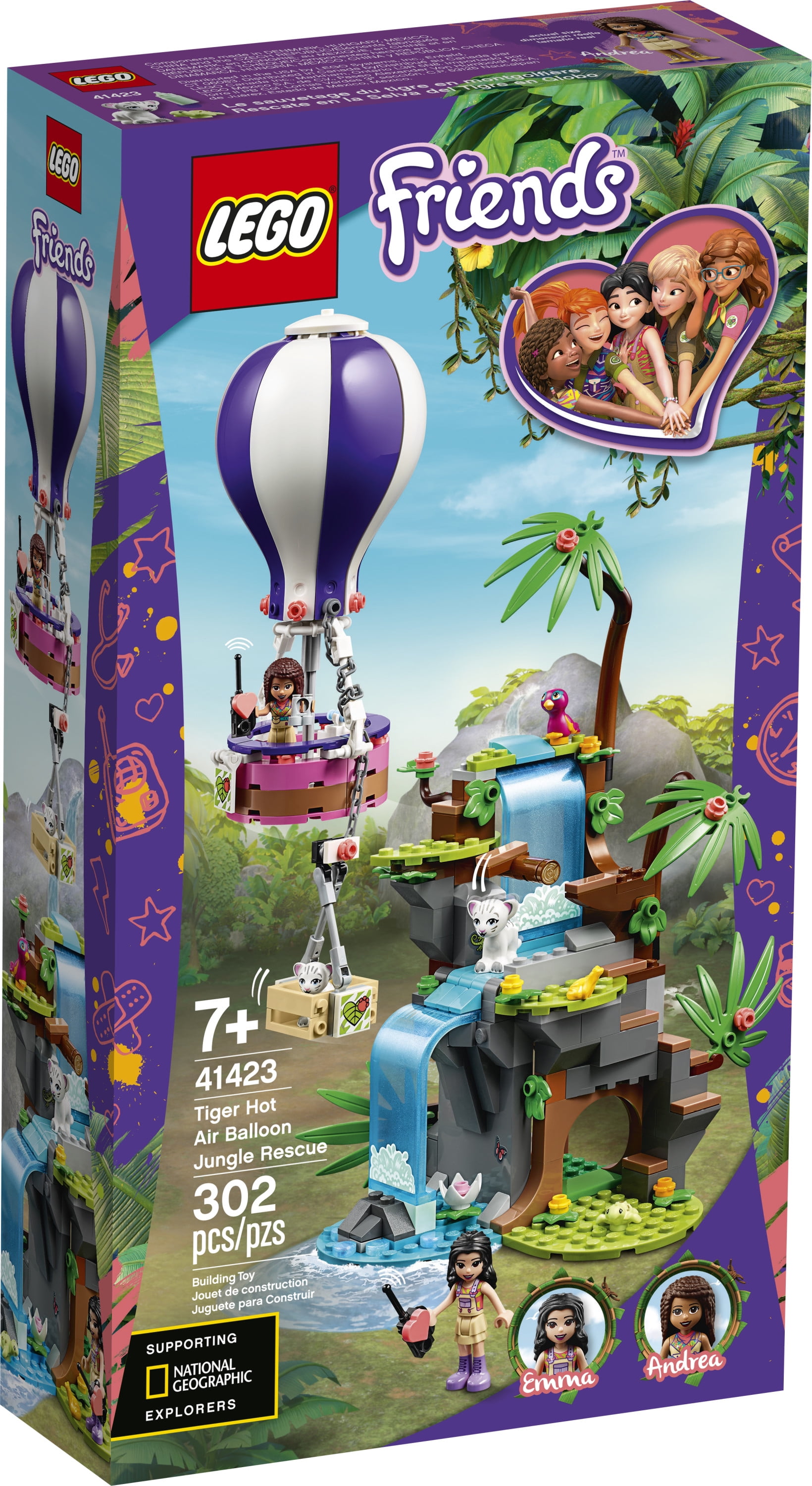 LEGO Friends Tiger Hot Air Balloon Jungle Rescue 41423 Animal Rescue Playset Comes with 2 Toy Tigers (302 Pieces) - Image 5
