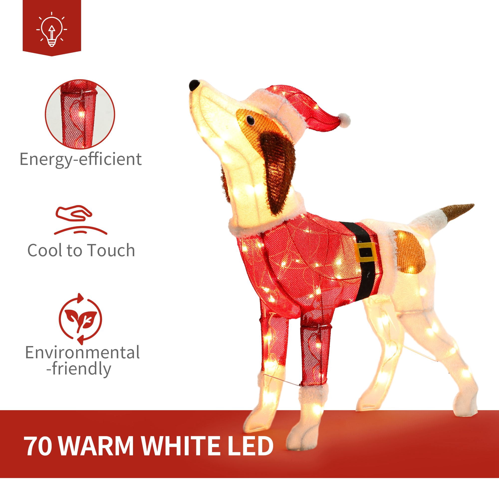 DEORAB 29.5IN Outdoor Christmas Dog Decoration Outside Lighted Yard Indoor Holiday Decor Garden Decor Lawn,70 Lights - Image 6