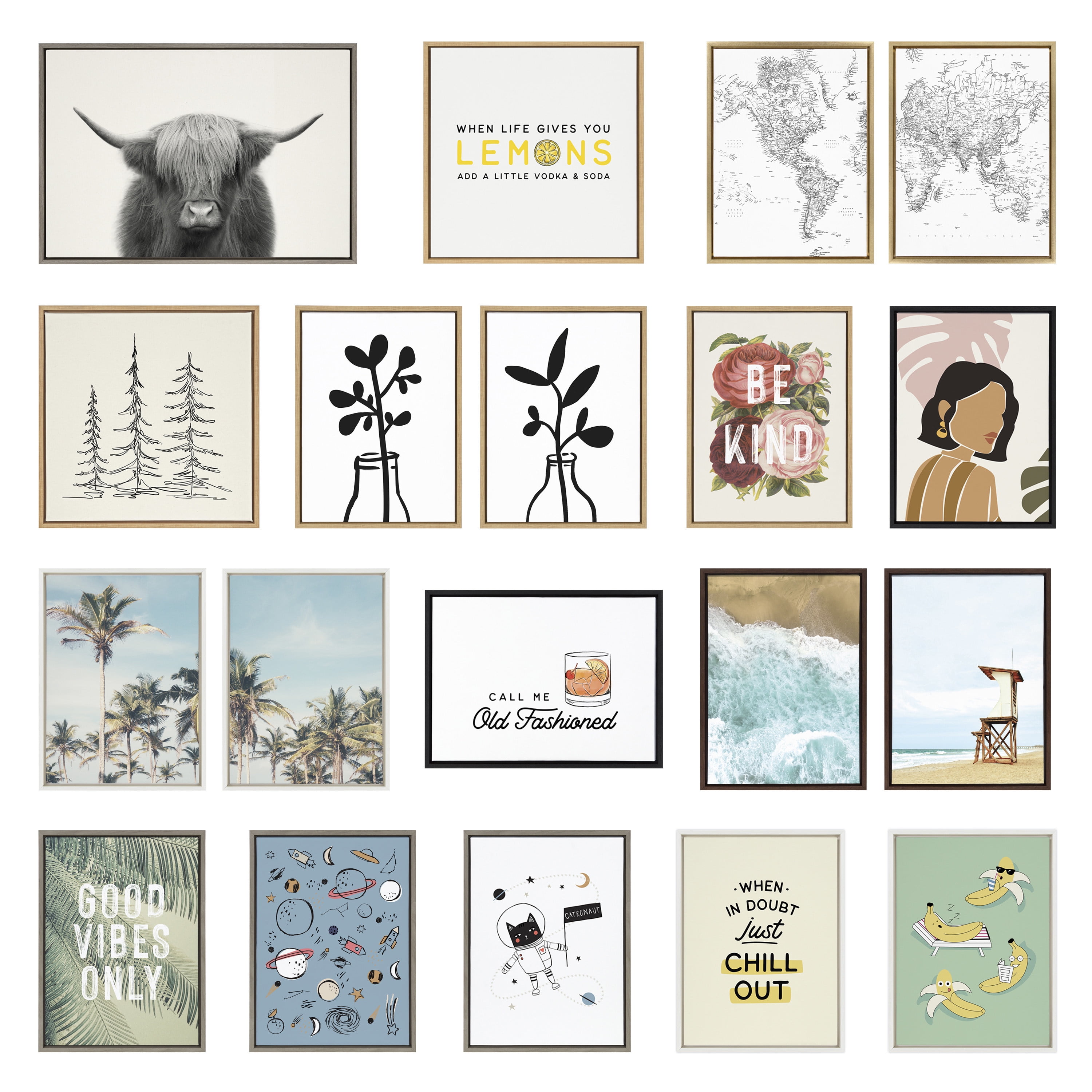 Sylvie Highland Cow, Wandering and Vintage Botanical 23 in x 33 in Framed Photography Canvas Art Prints, by Kate and Laurel Set of 3 - Image 6