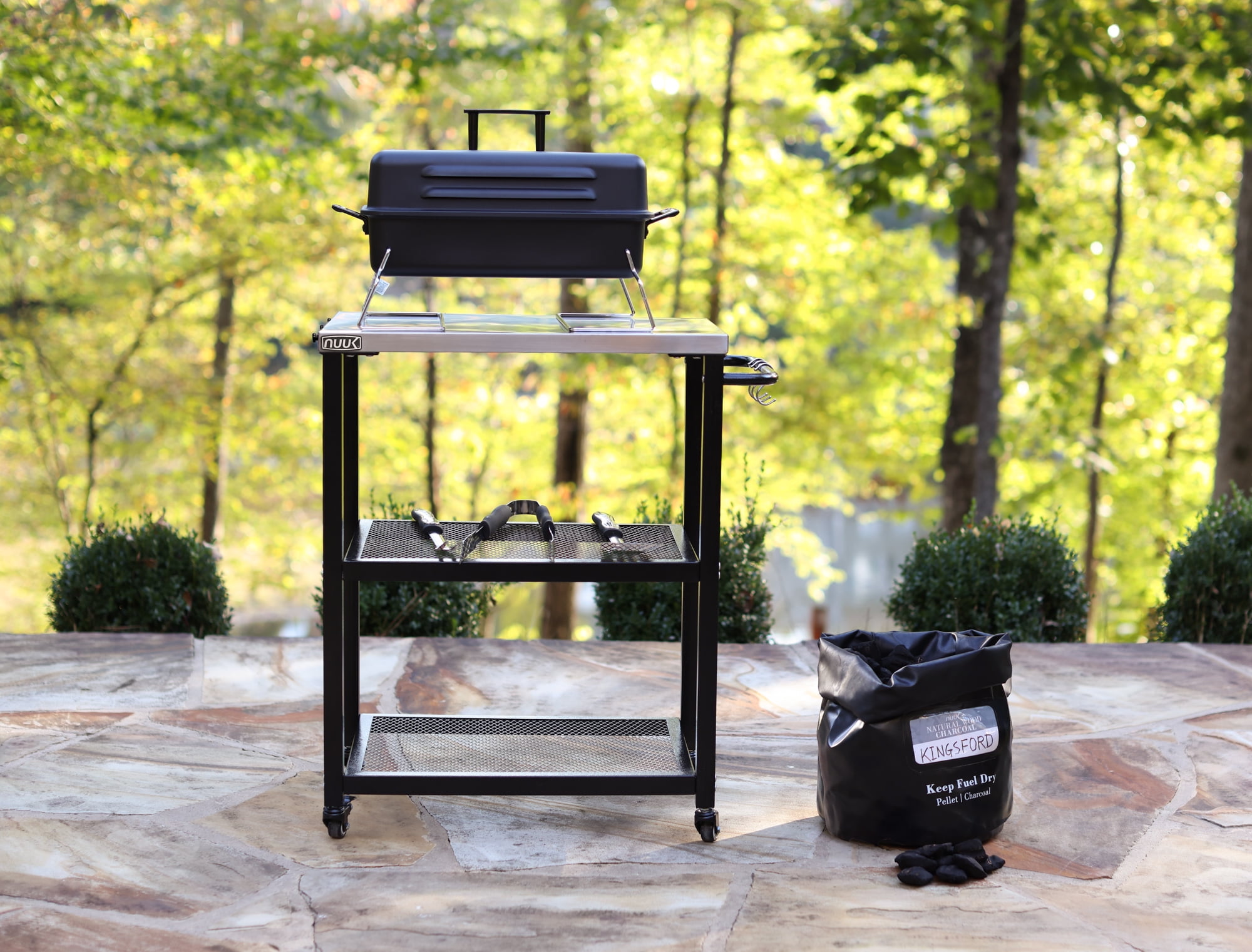 NUUK Stainless Steel Outdoor Kitchen Serving Grill Cart with Storage, BBQ Prep Station Table, Wheeled - Image 5